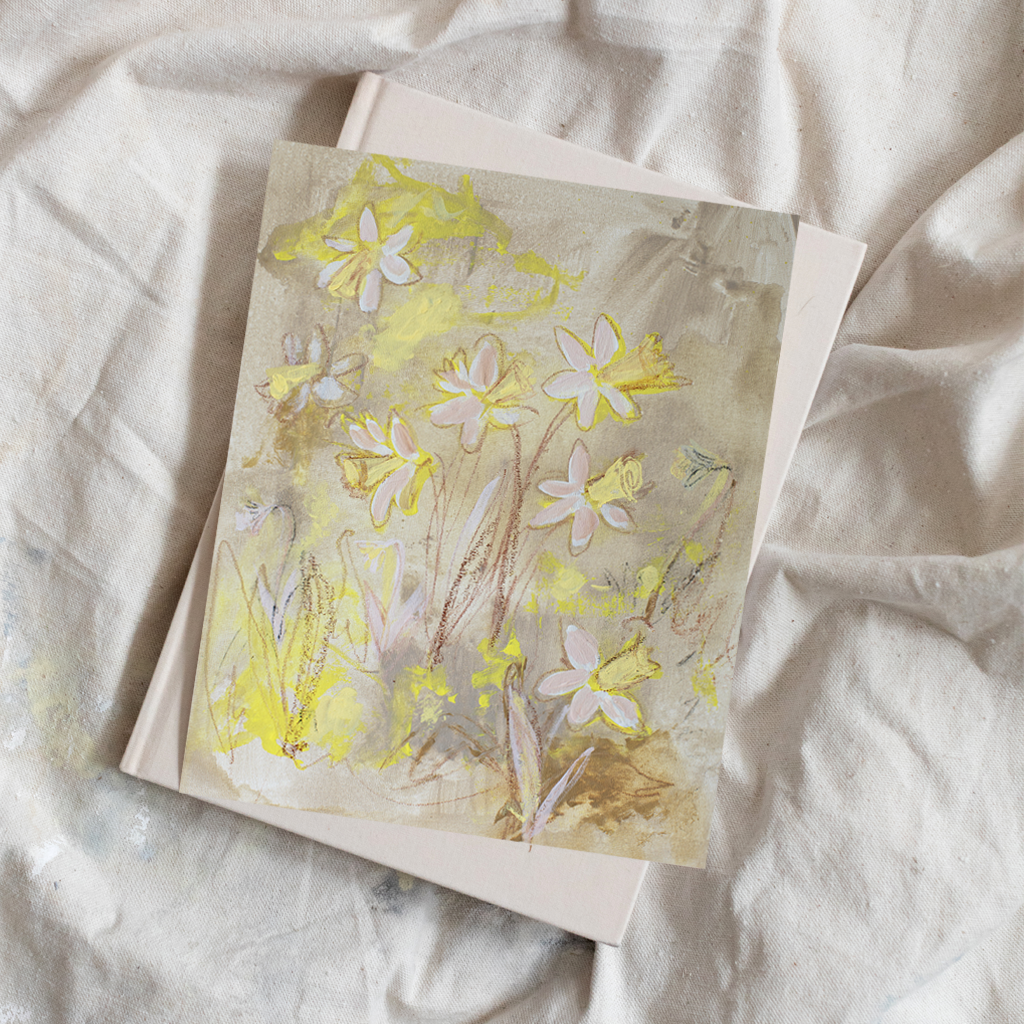 Daffodils on Straw Luxe Art Print