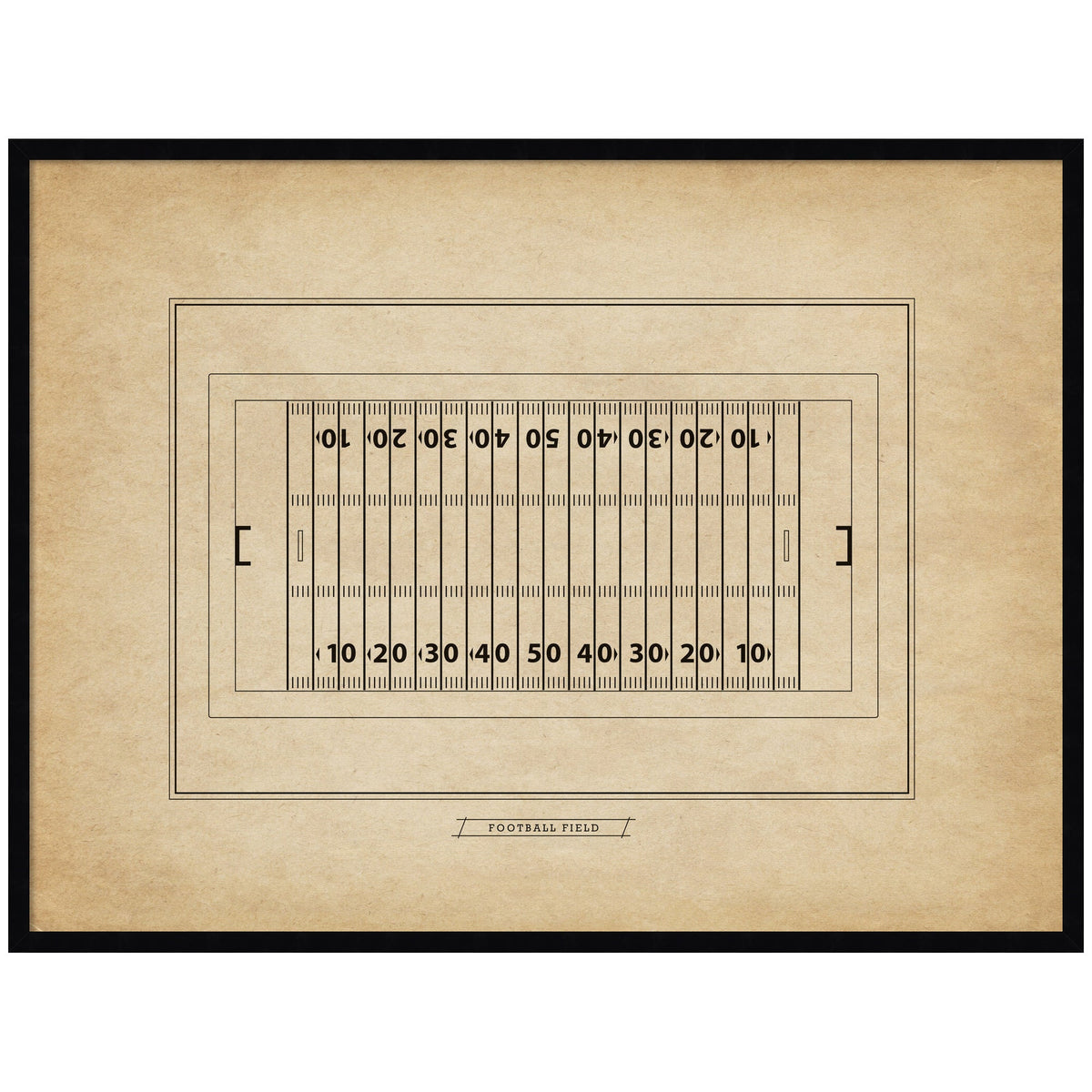 Vintage Sports Football Field Diagram Horizontal by The Creative Bunch Studio Framed Wall Art Print