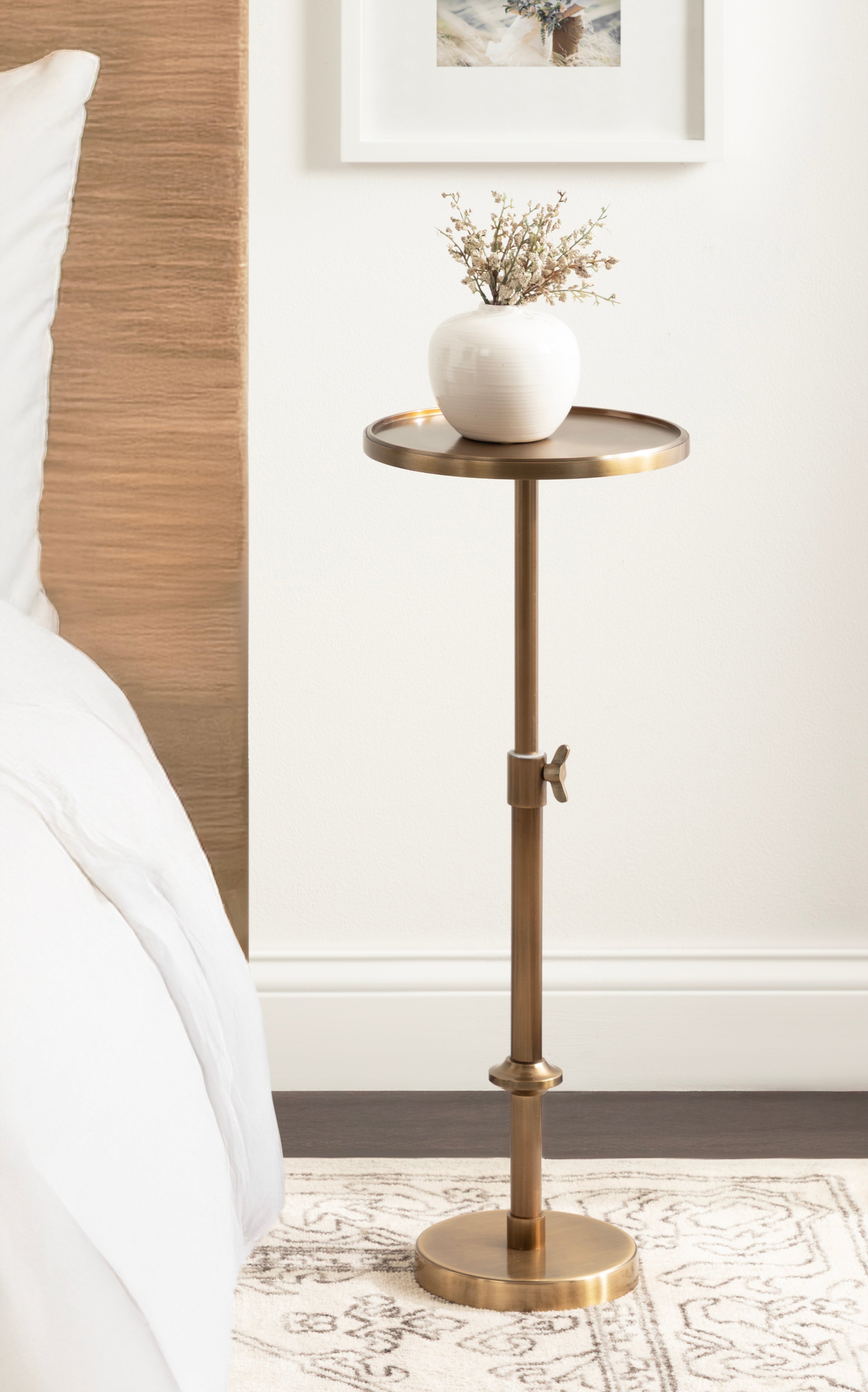 Engles Adjustable Polished Metal Table and Plant Stand