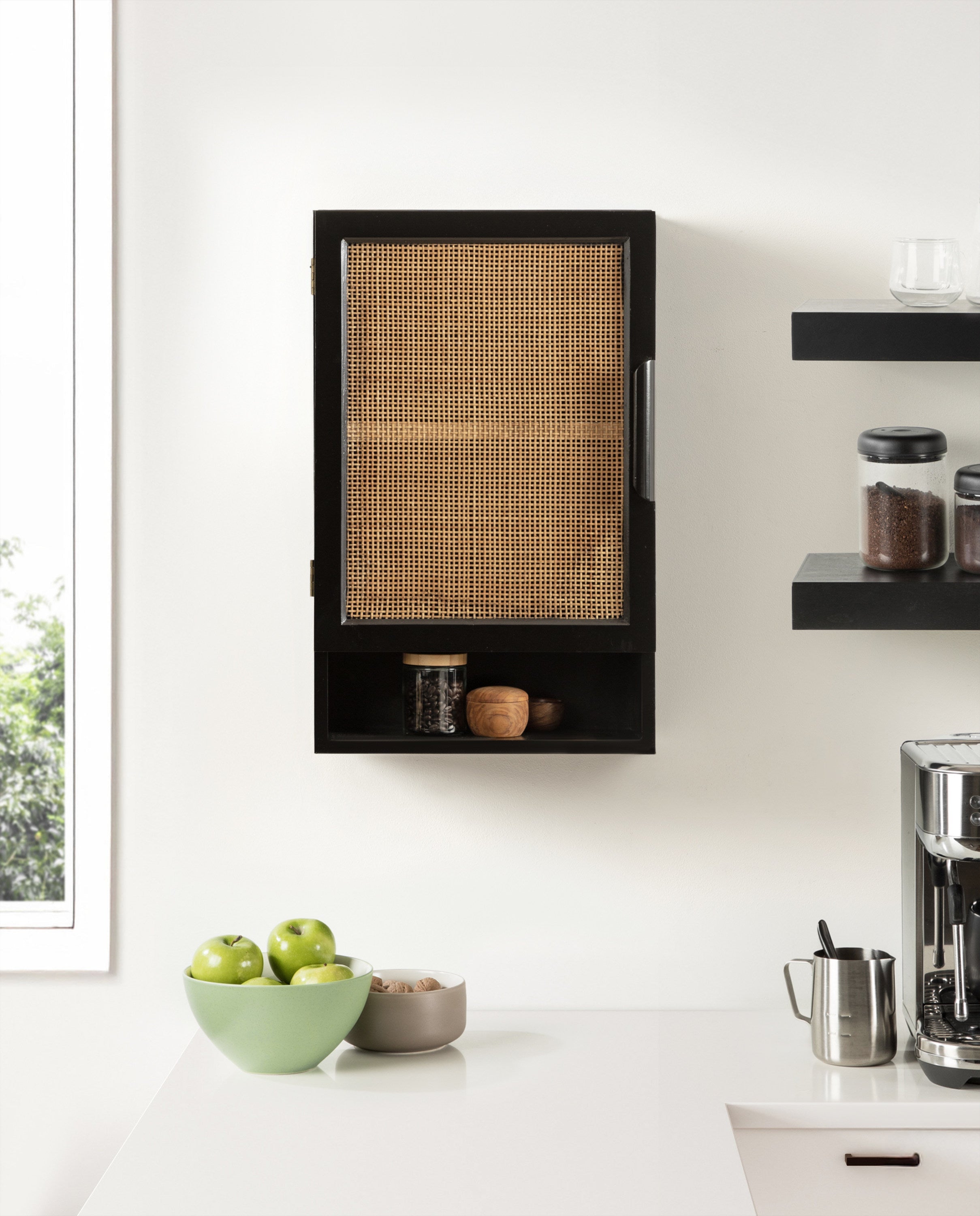 Ori Rattan Wall Cabinet with Cubby