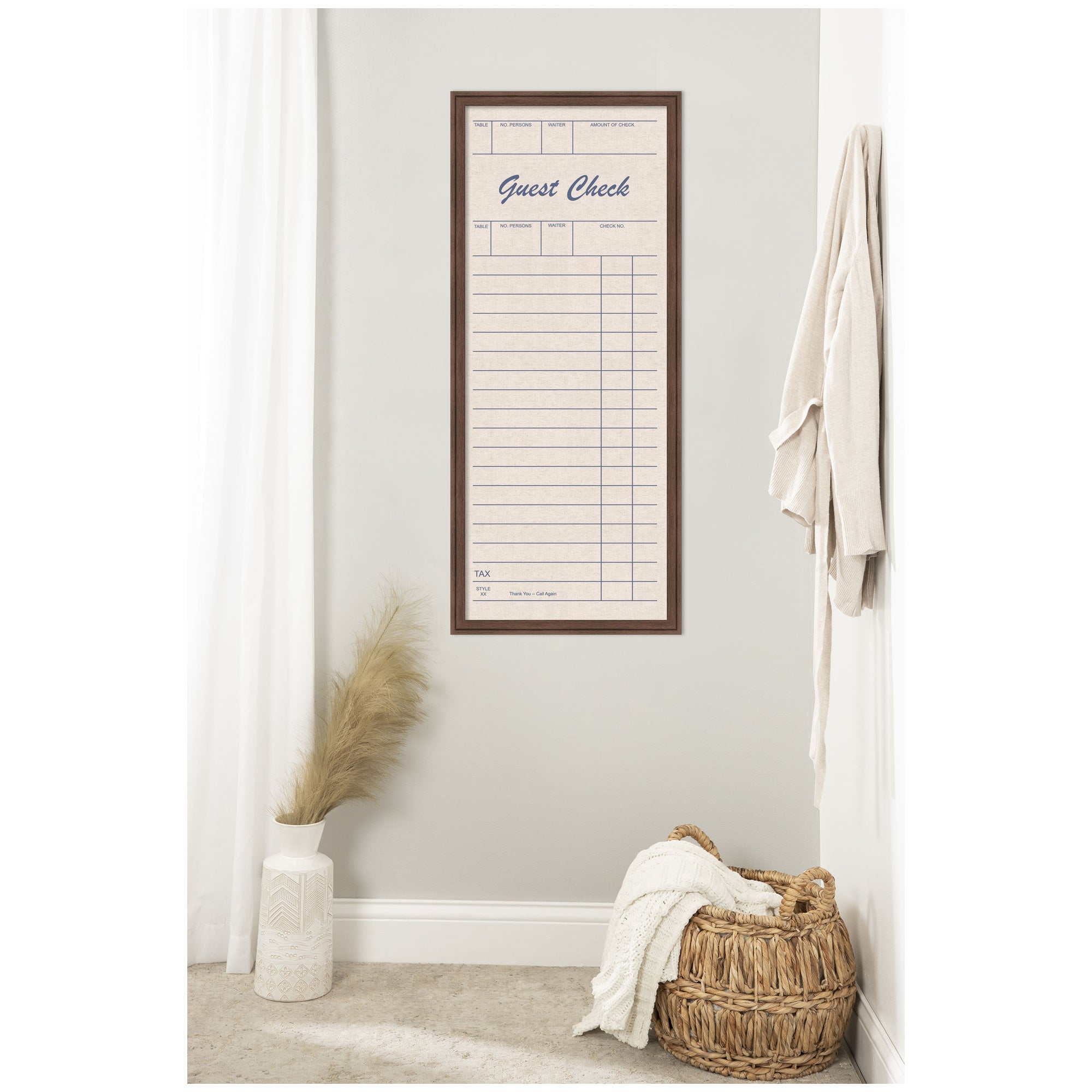 Framed Fabric Pinboard Linen Guest Check Wall Organization