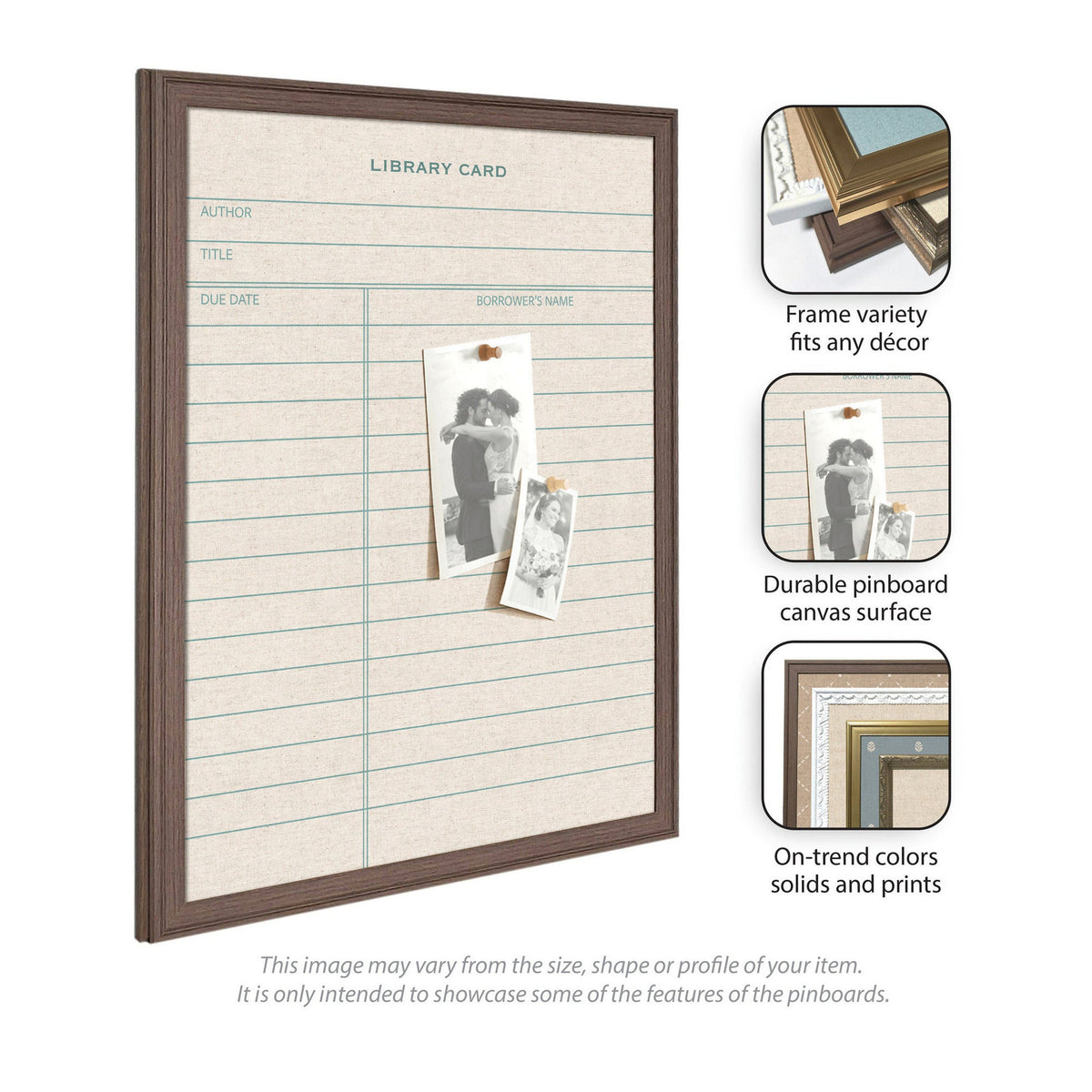 Framed Fabric Pinboard Linen Library Card