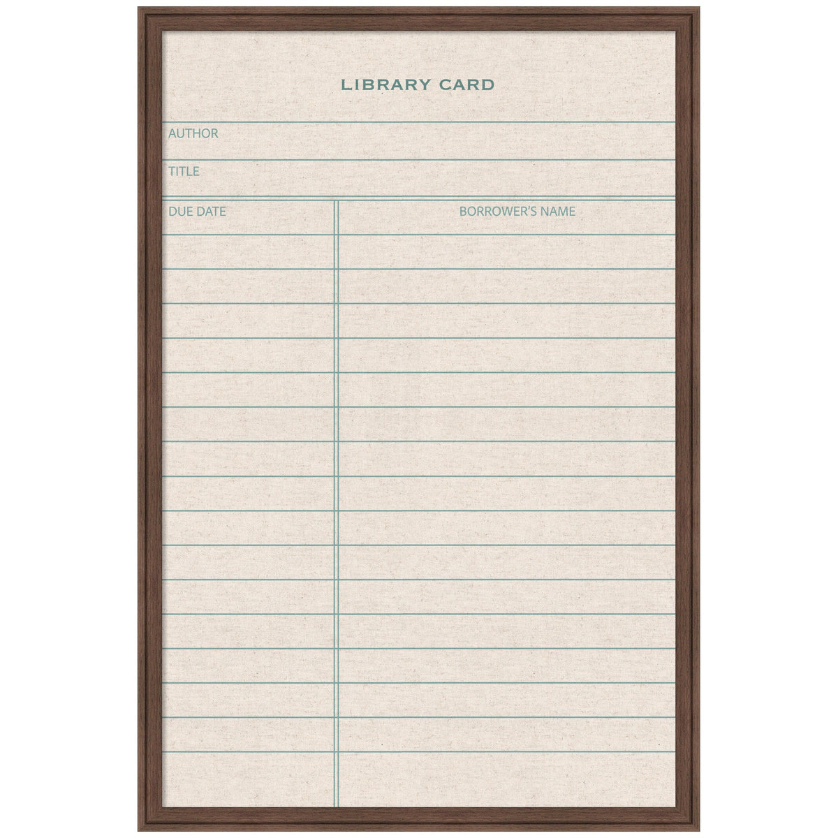 Framed Fabric Pinboard Linen Library Card