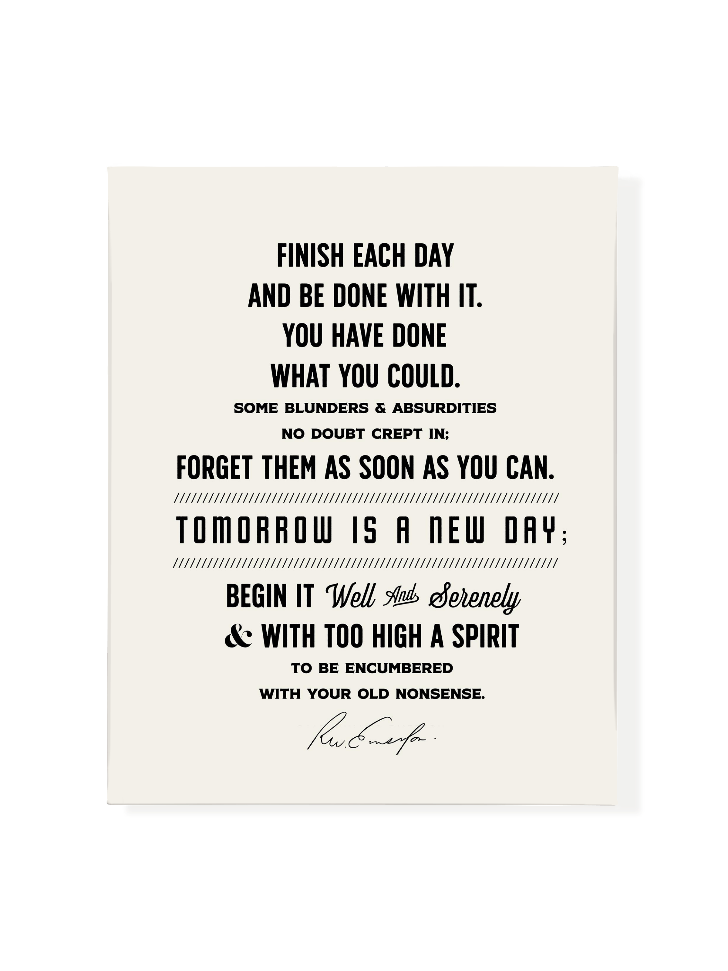 Finish Each Day (Emerson) in Type | Alabaster and Black | Canvas