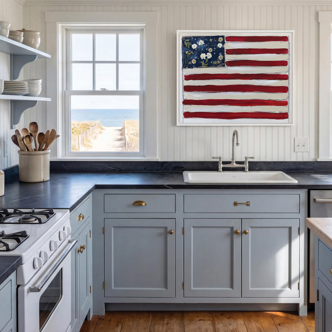 Flowered Flag Canvas Wall Art