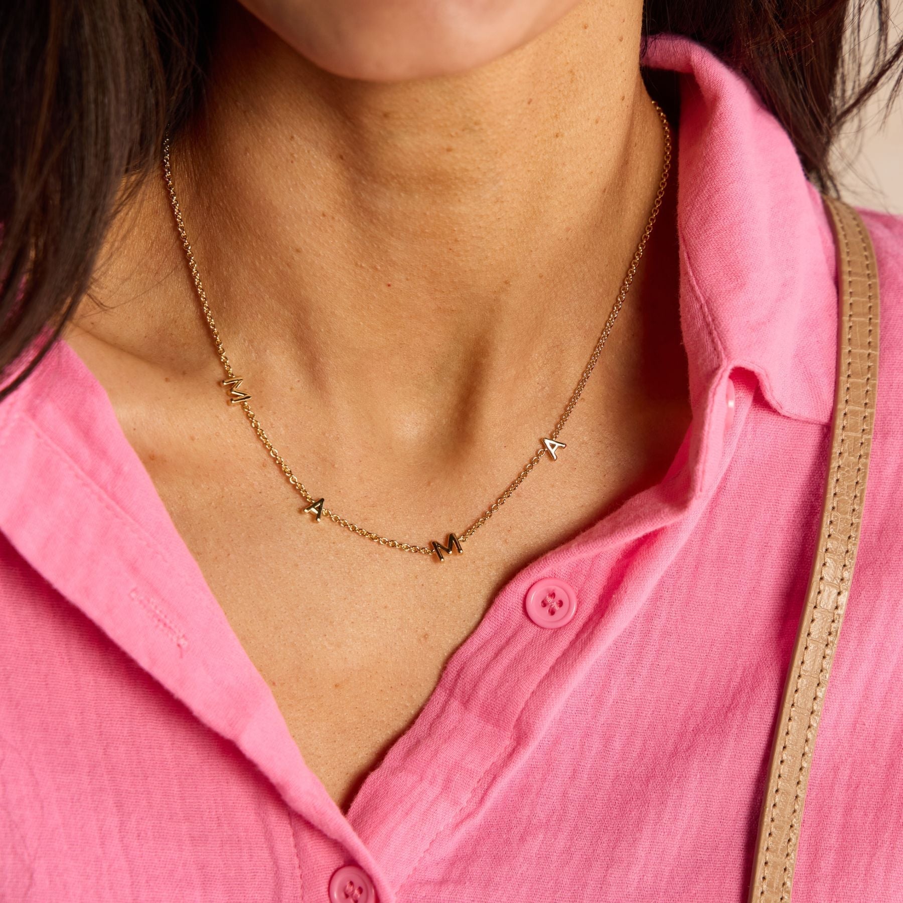 Gold MAMA Initial Necklace