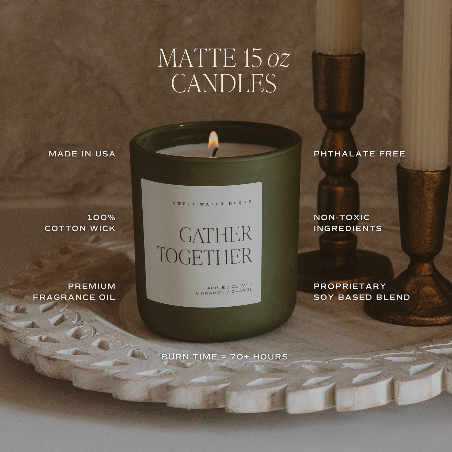 Gather Together Soy Candle (15oz Olive Matte Jar)