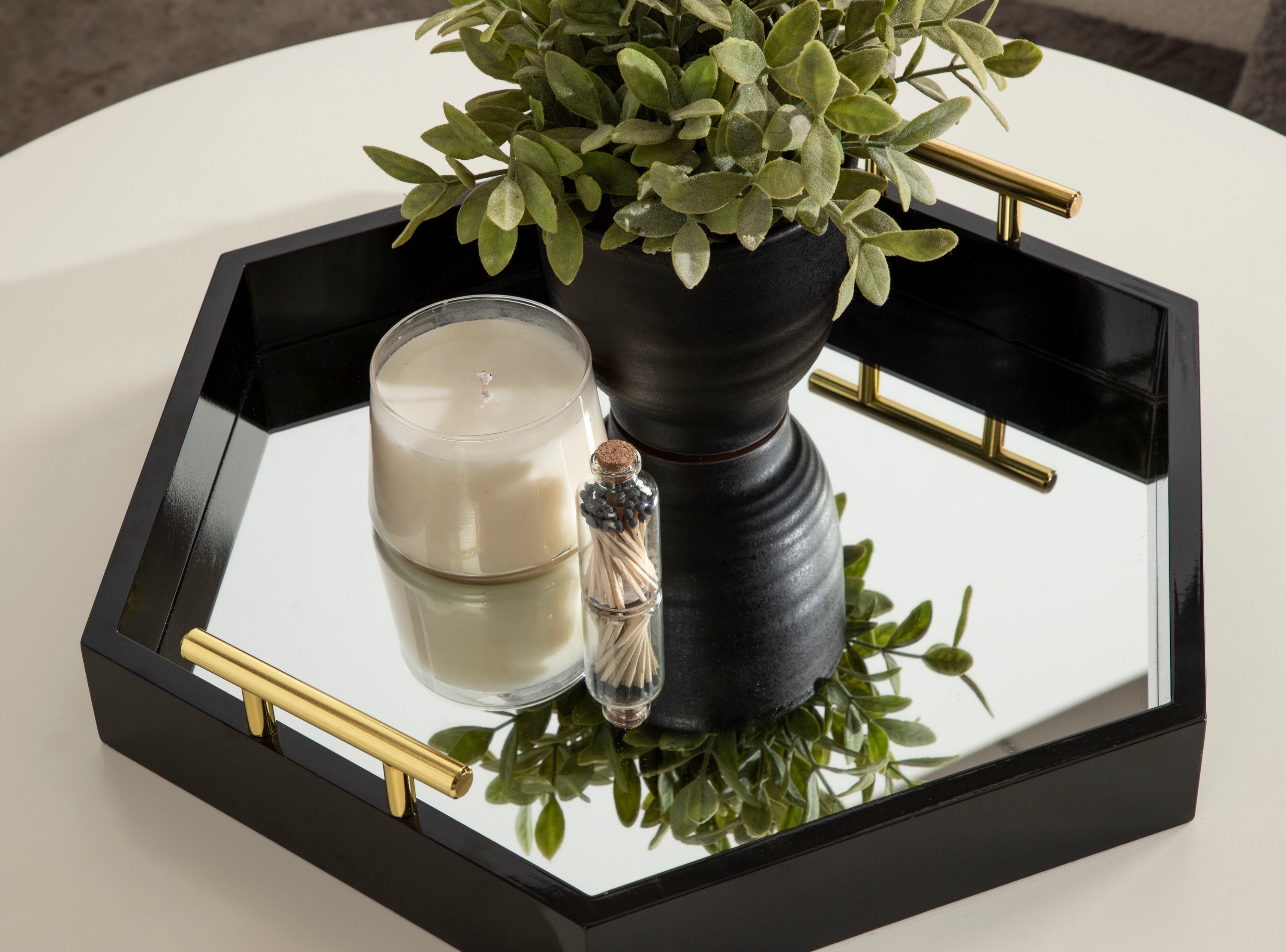 Lipton Hexagon Decorative Tray with Metal Handles