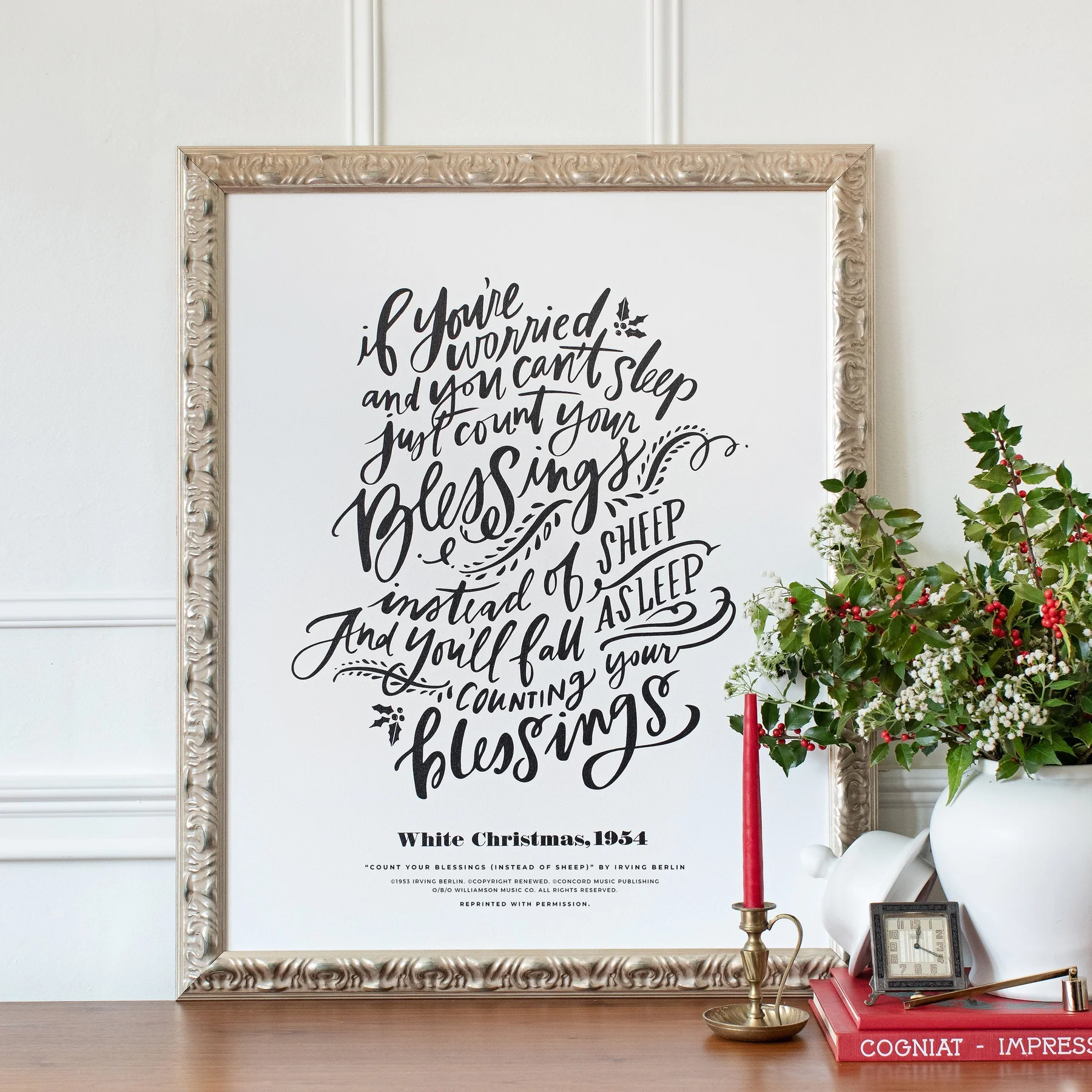Count Your Blessings (White Christmas) Luxe Alabaster Luxe Art Print