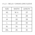 Bella + Canvas Long Sleeve Size Chart