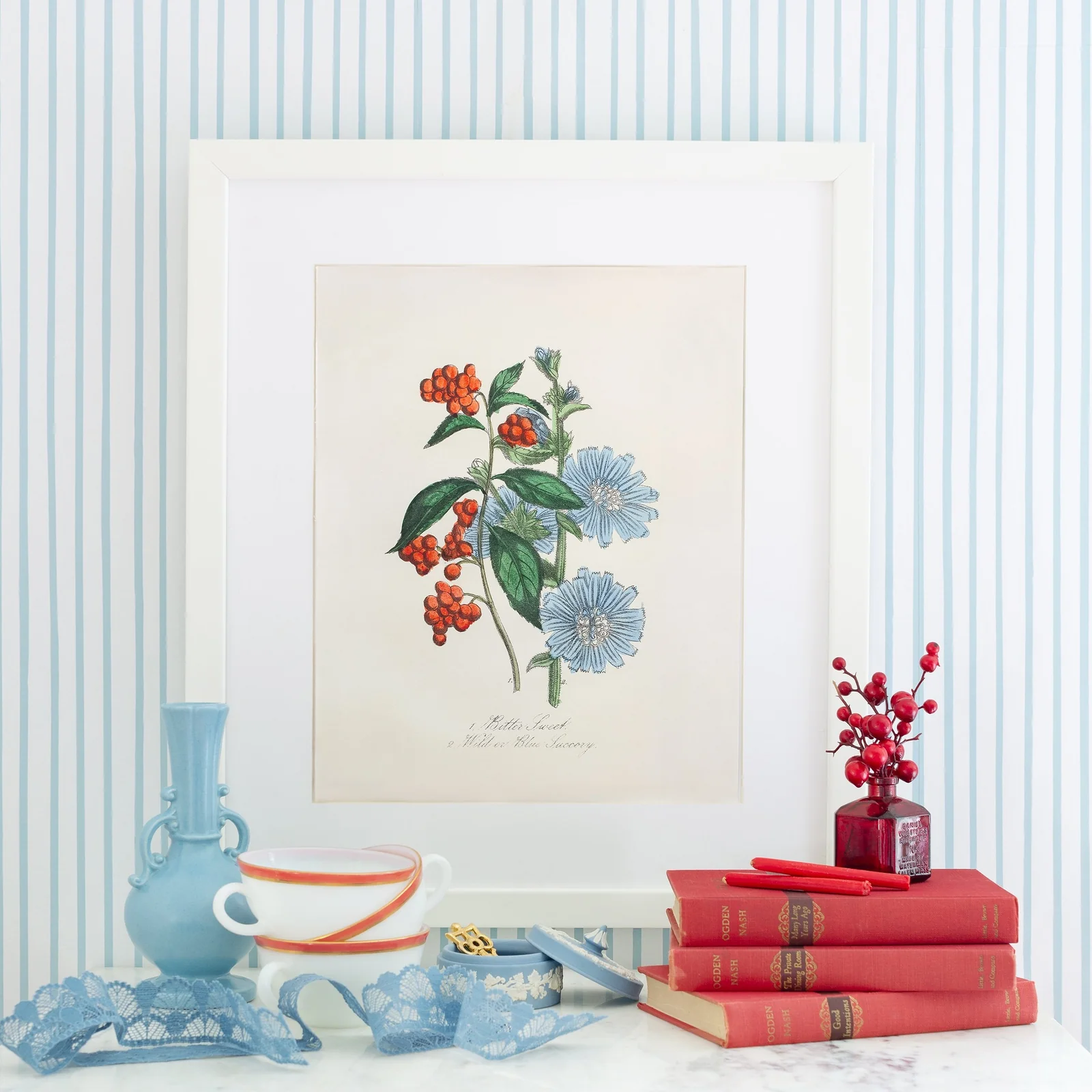 Bittersweet & Wild Chicory Botanical Luxe Art Print