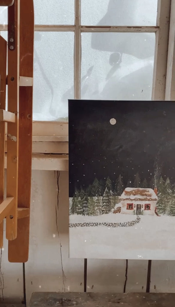 christmas cottage canvas