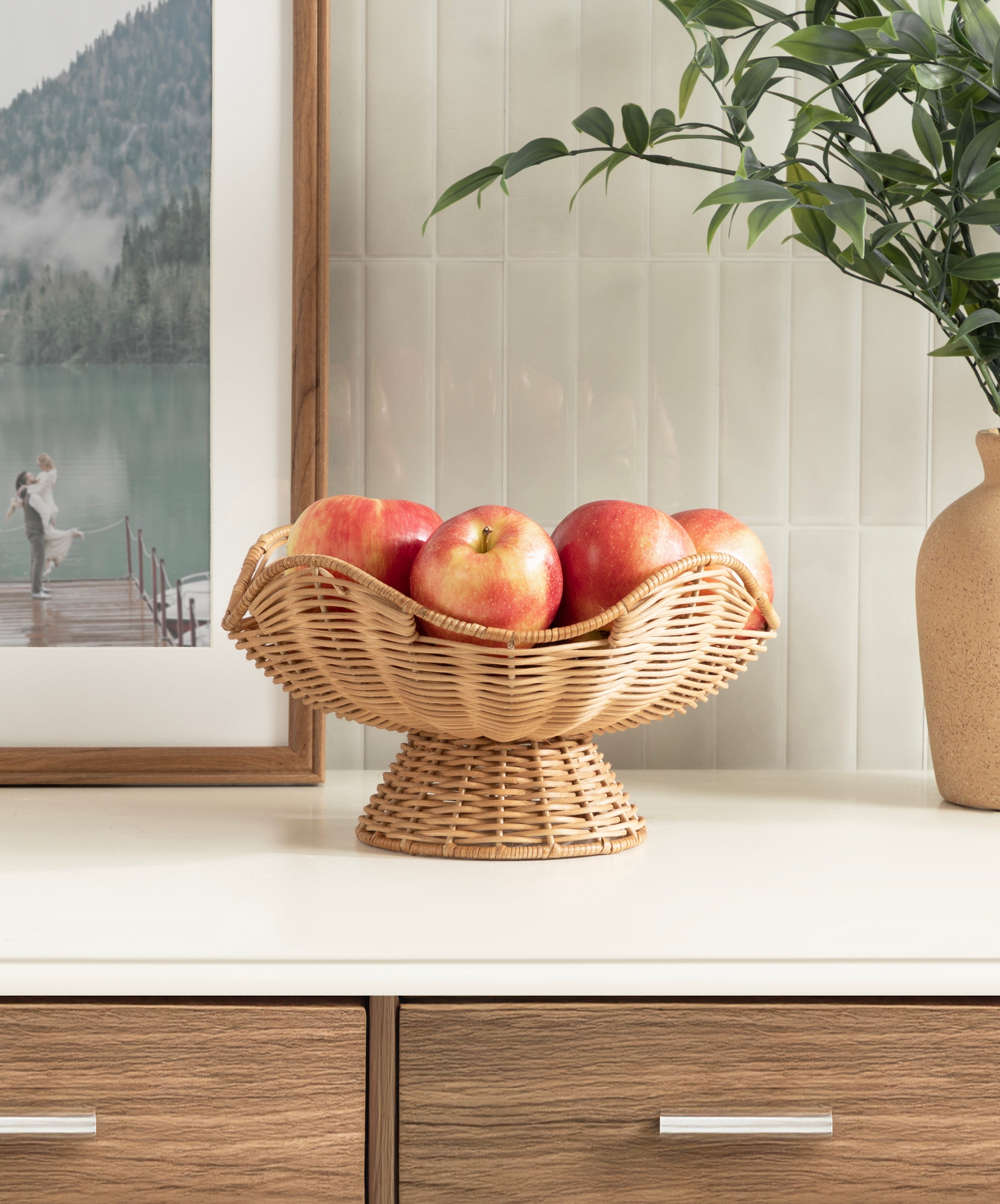 Wylla Wavy Rattan Pedestal Bowl