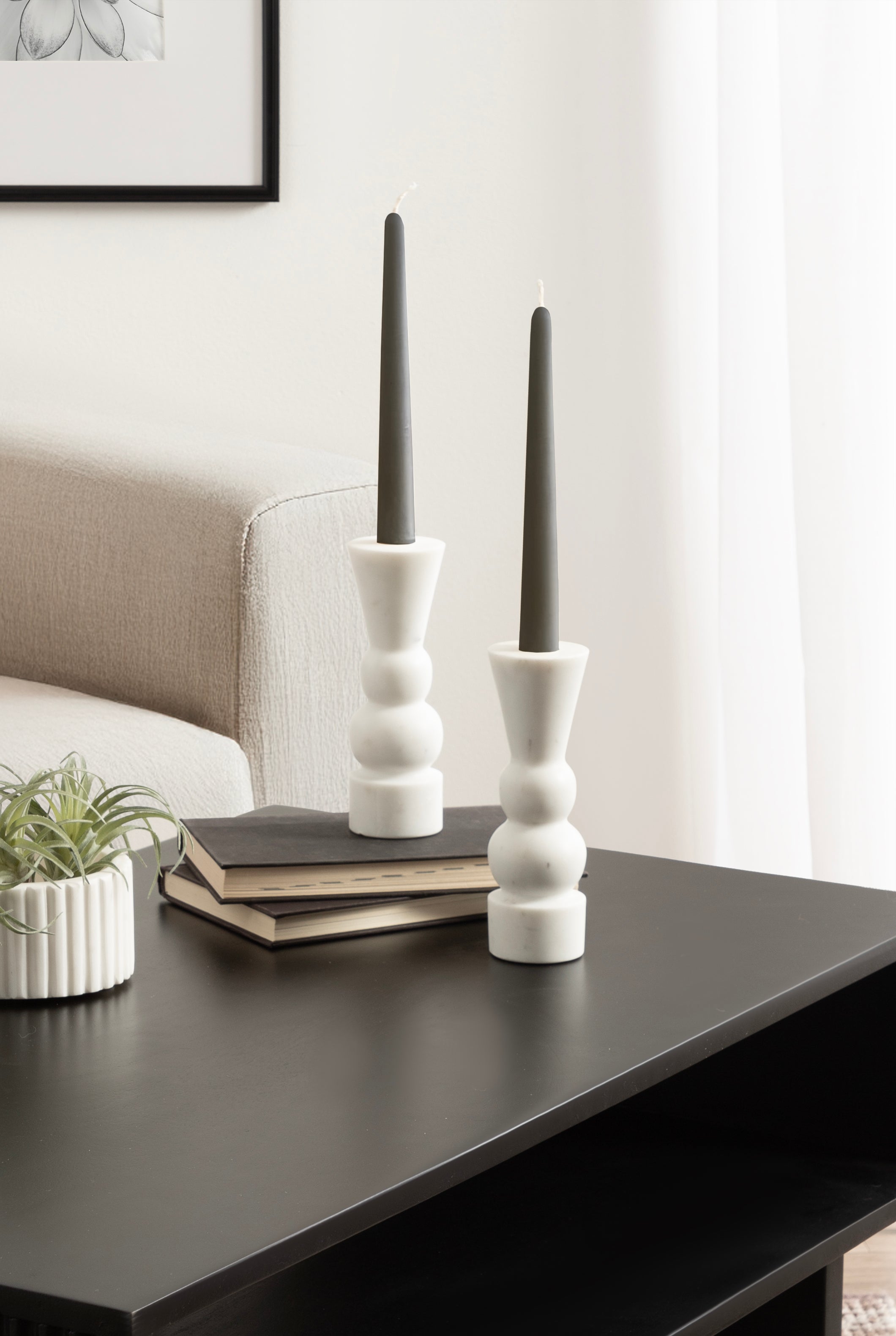 Maleea 2pc Marble Candle Holder