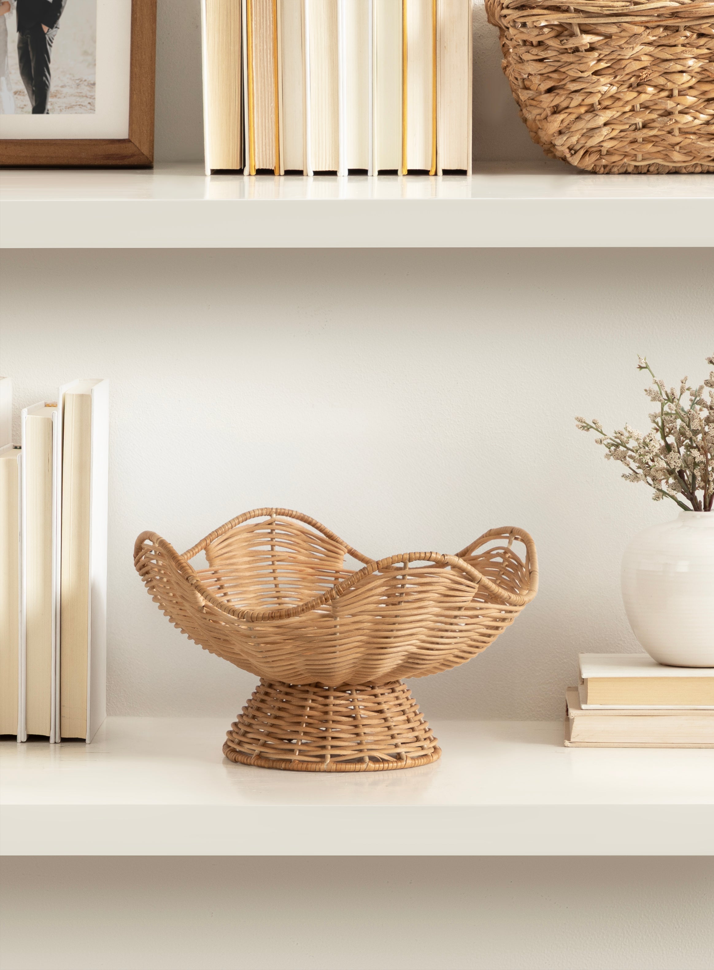 Wylla Wavy Rattan Pedestal Bowl