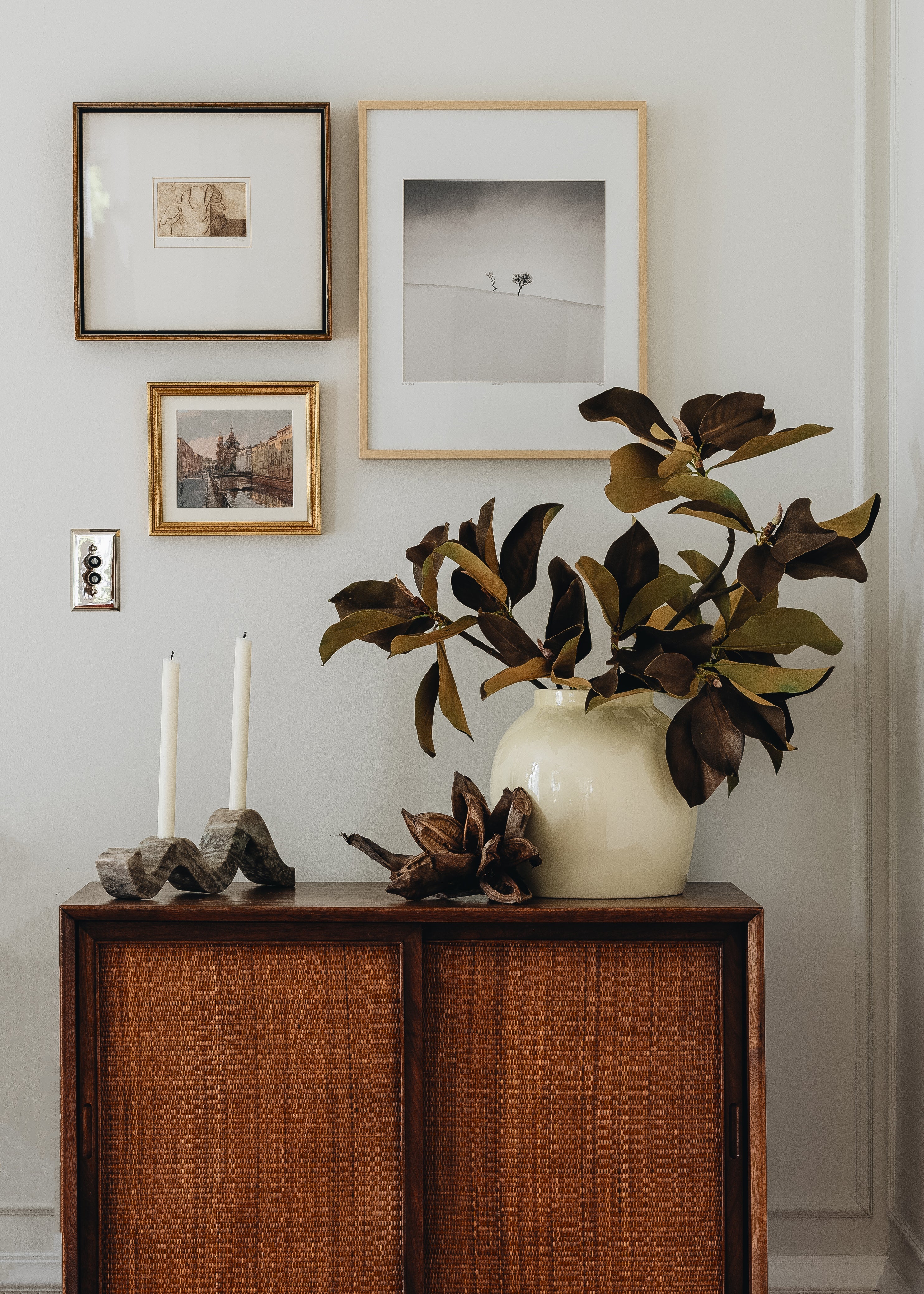 Warm Brown Fake Magnolia Leaf Branch - 38.5"