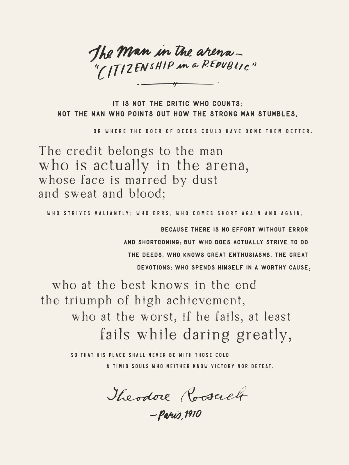 Man In The Arena Luxe Art Print