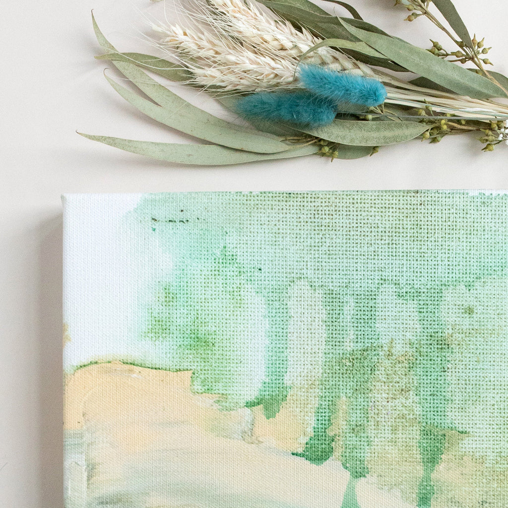 details of green mist mini canvas sign