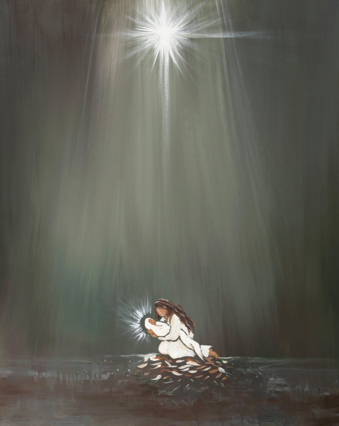 Love Came Down Nativity Luxe Art Print