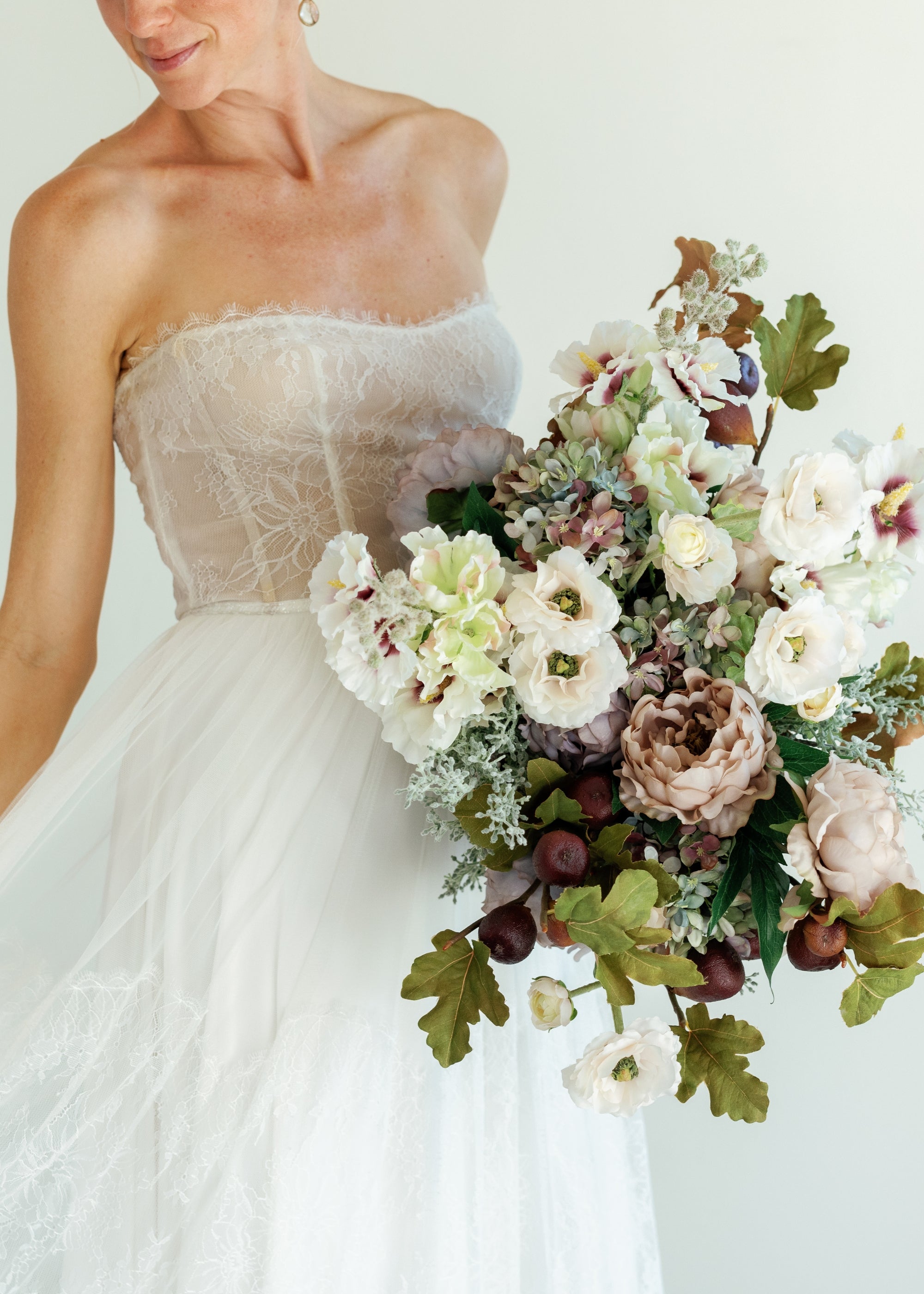 Light Cream Faux Ranunculus Flowers - 37.5"