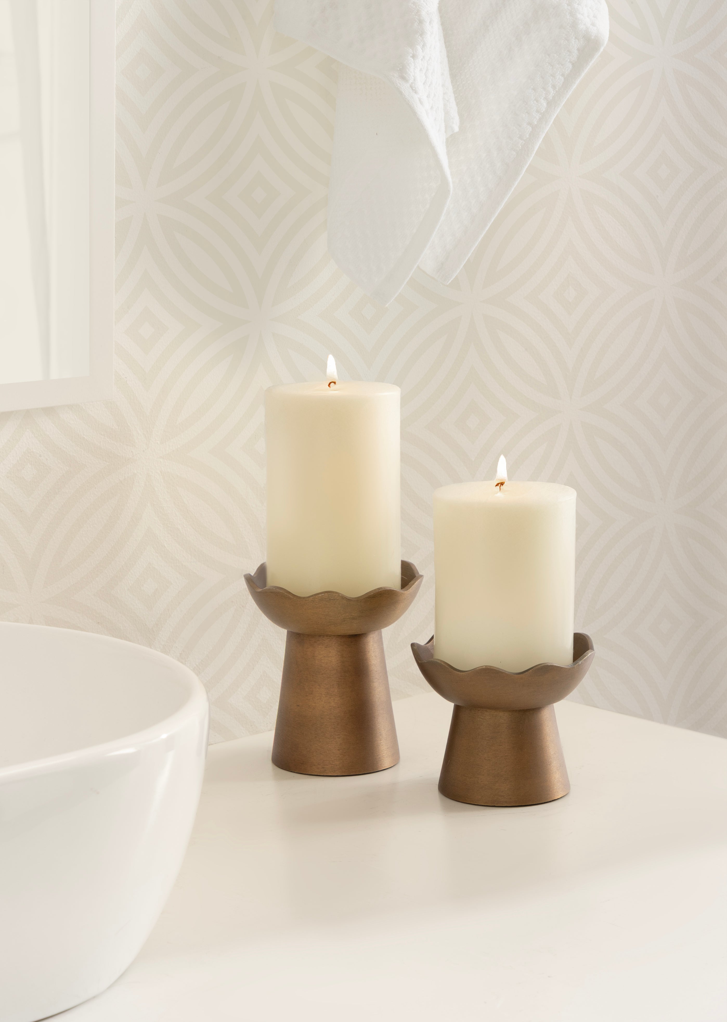 Alessia Metal Pillar Candle Holder Set