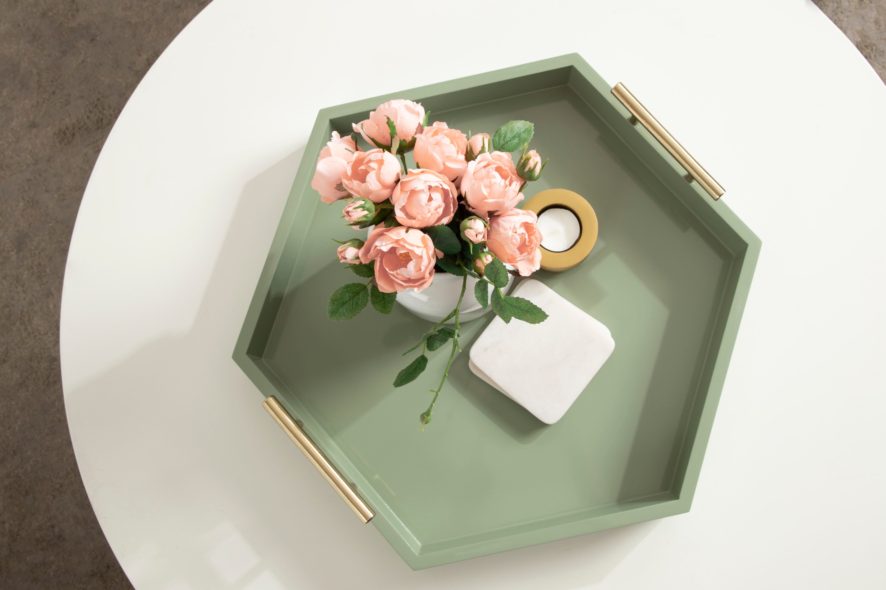 Lipton Hexagon Decorative Tray with Metal Handles