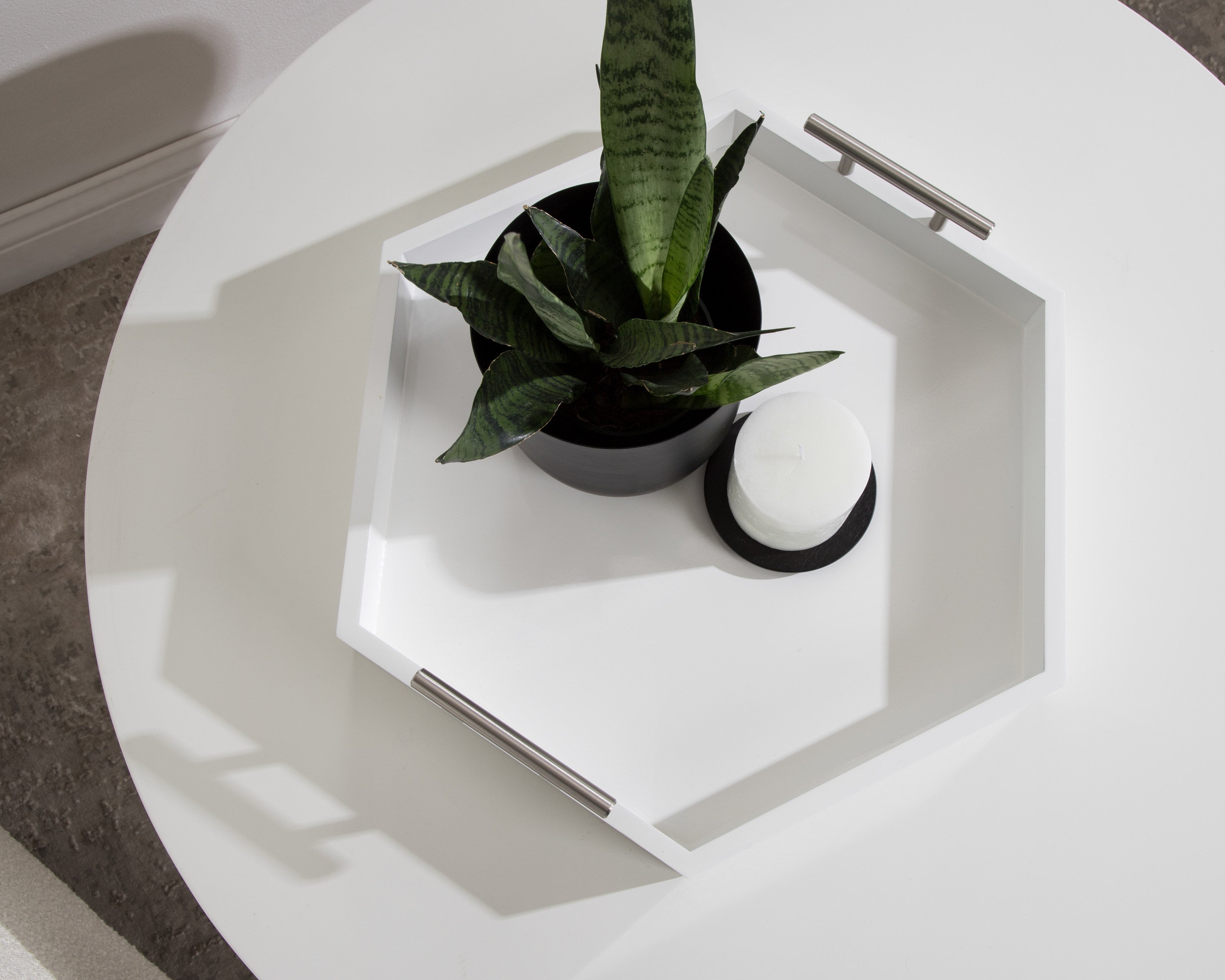 Lipton Hexagon Decorative Tray with Metal Handles