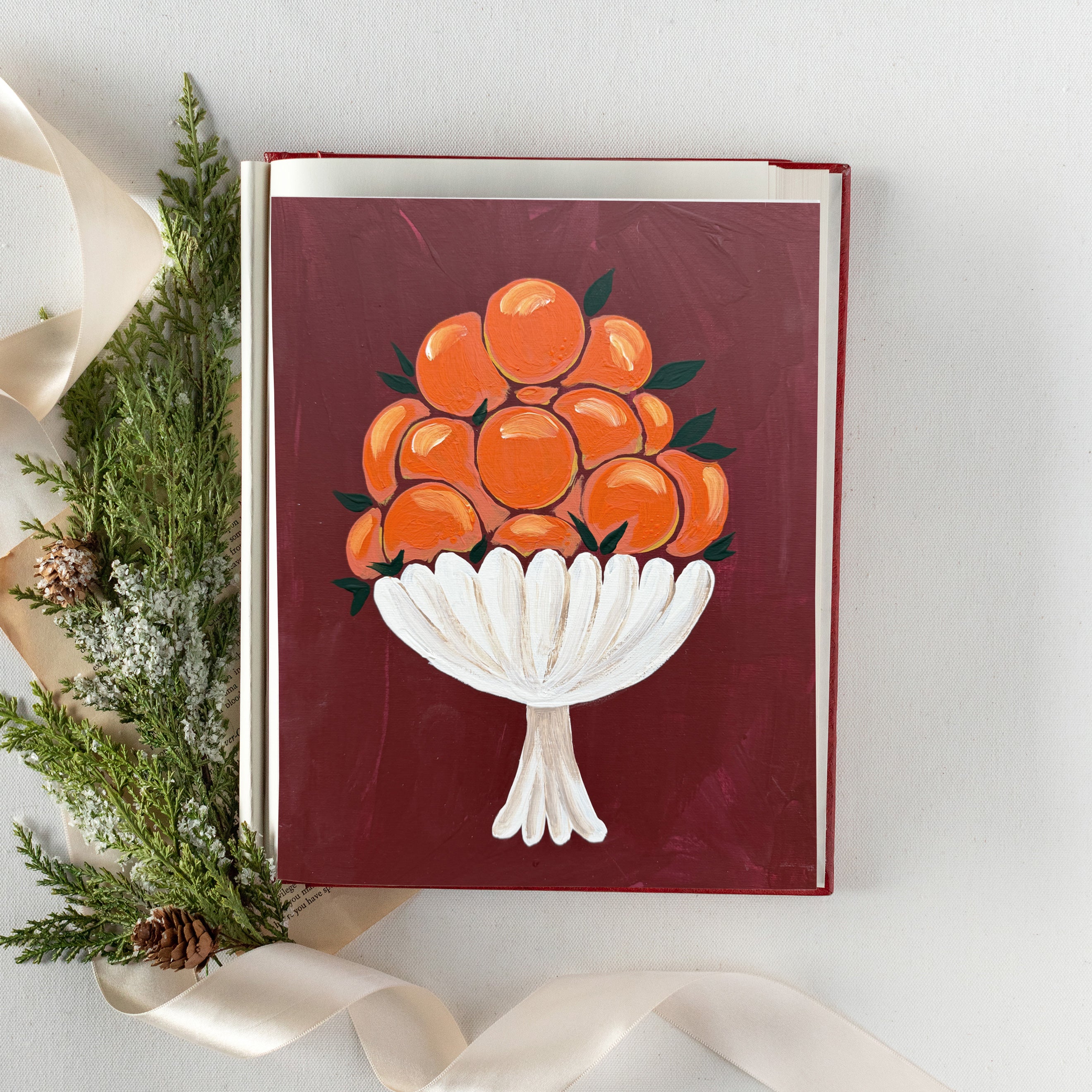 Oranges in Vessel Folk Luxe Art Print