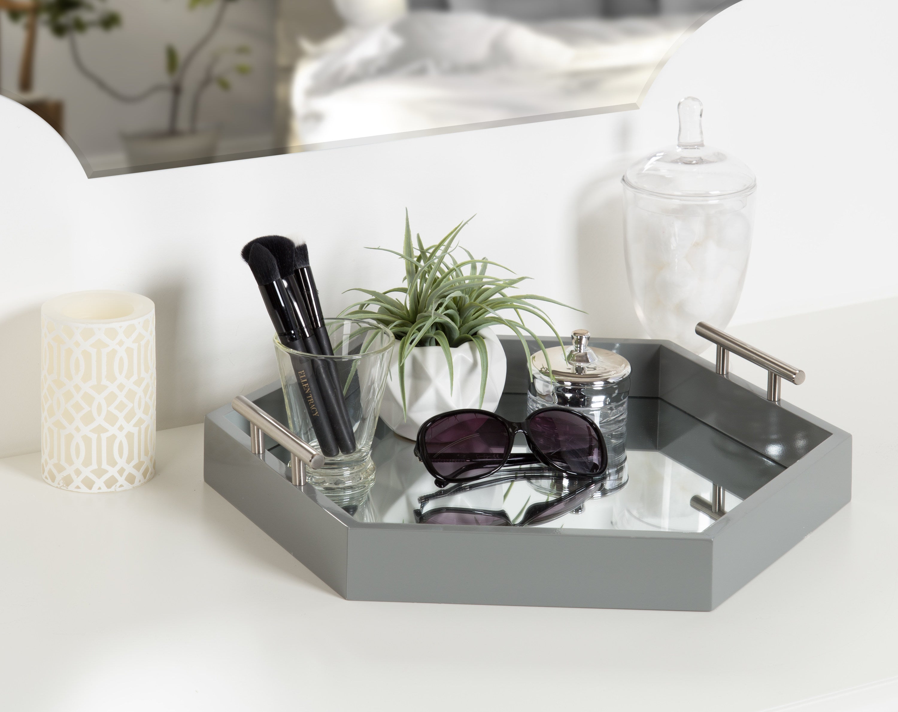 Lipton Hexagon Decorative Tray with Metal Handles