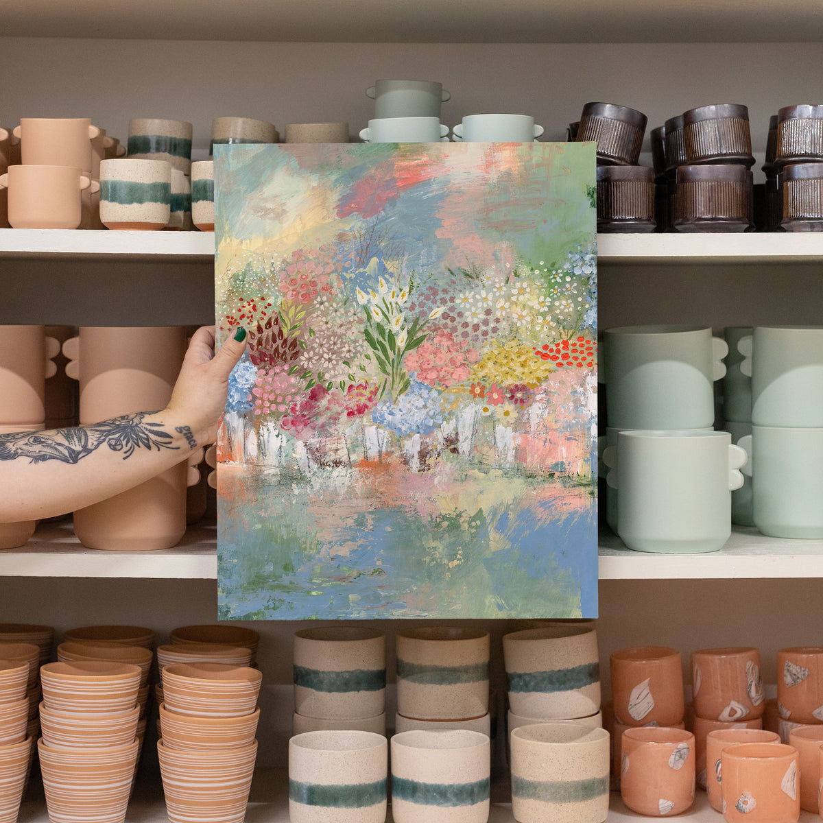 Flower Stand Canvas Wall Art
