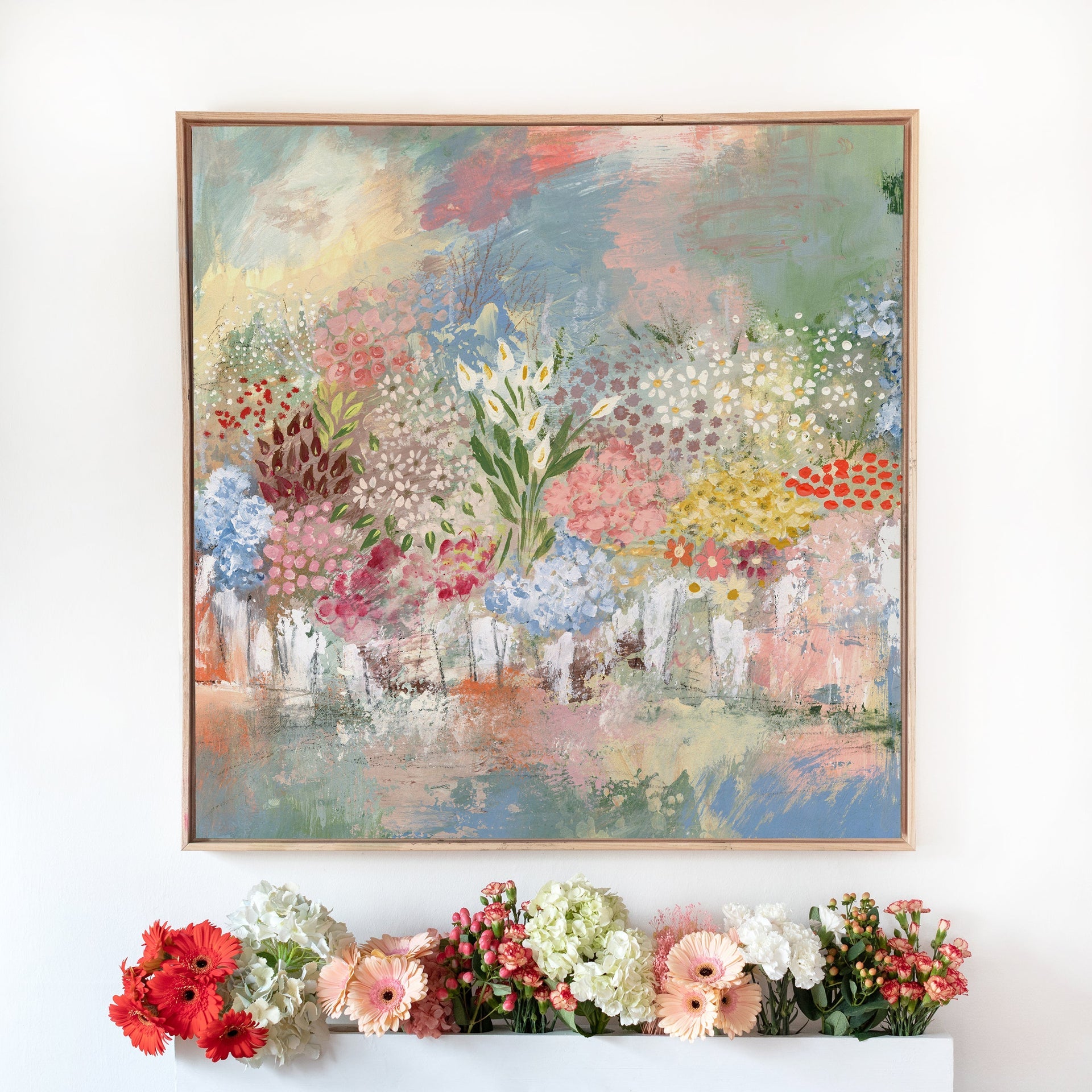 Flower Stand Canvas Wall Art . Square