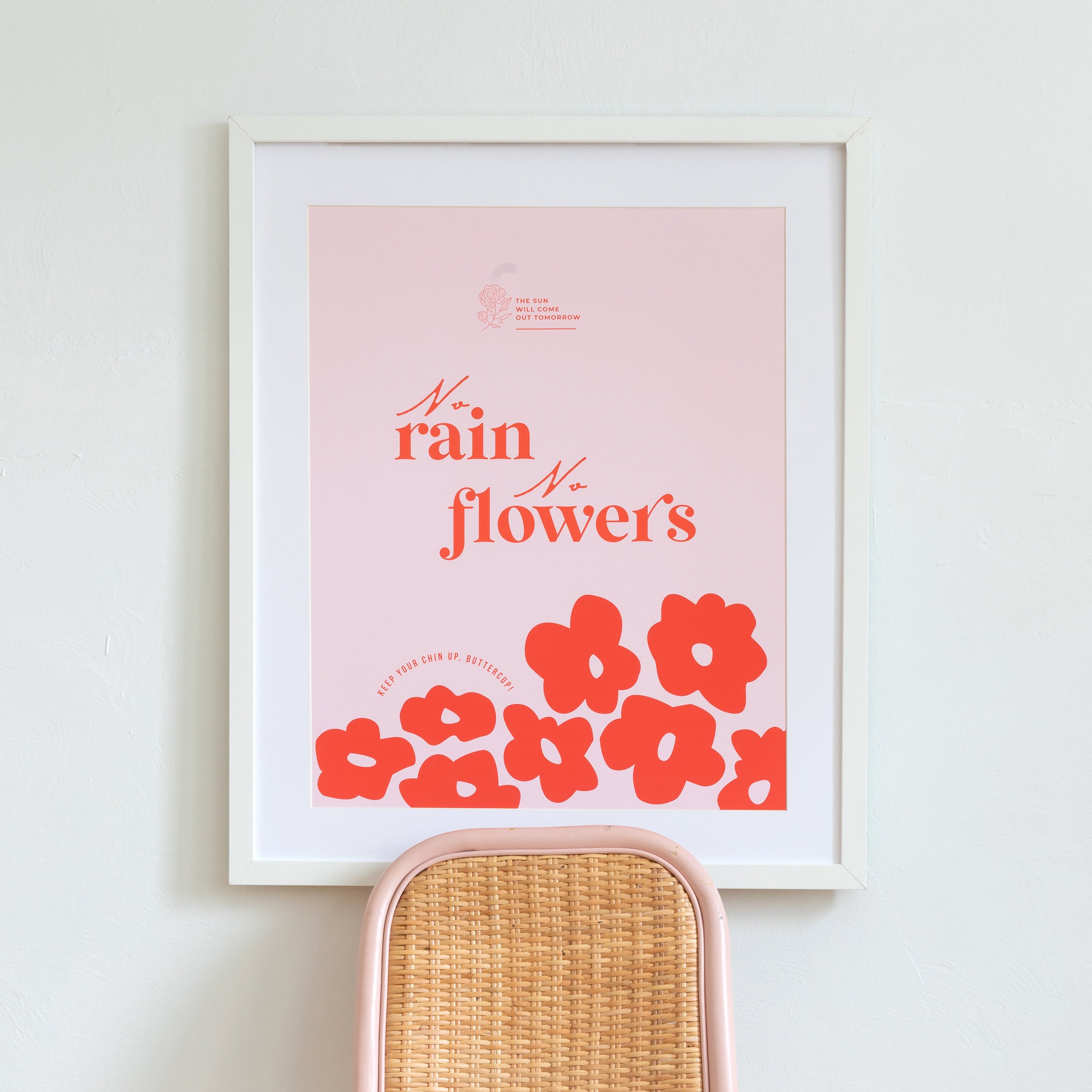 No Rain, No Flowers | Red | Art Print
