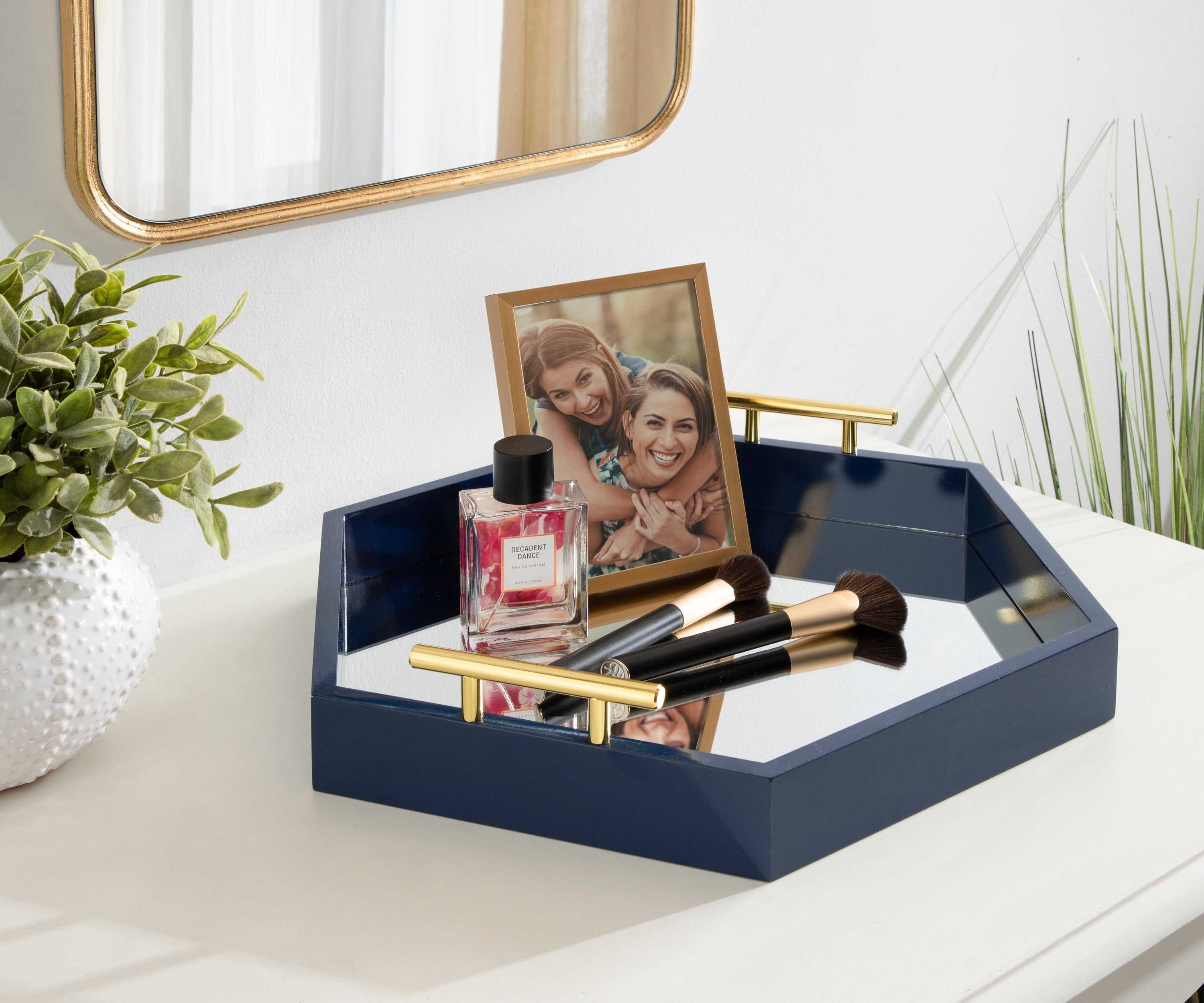 Lipton Hexagon Decorative Tray with Metal Handles