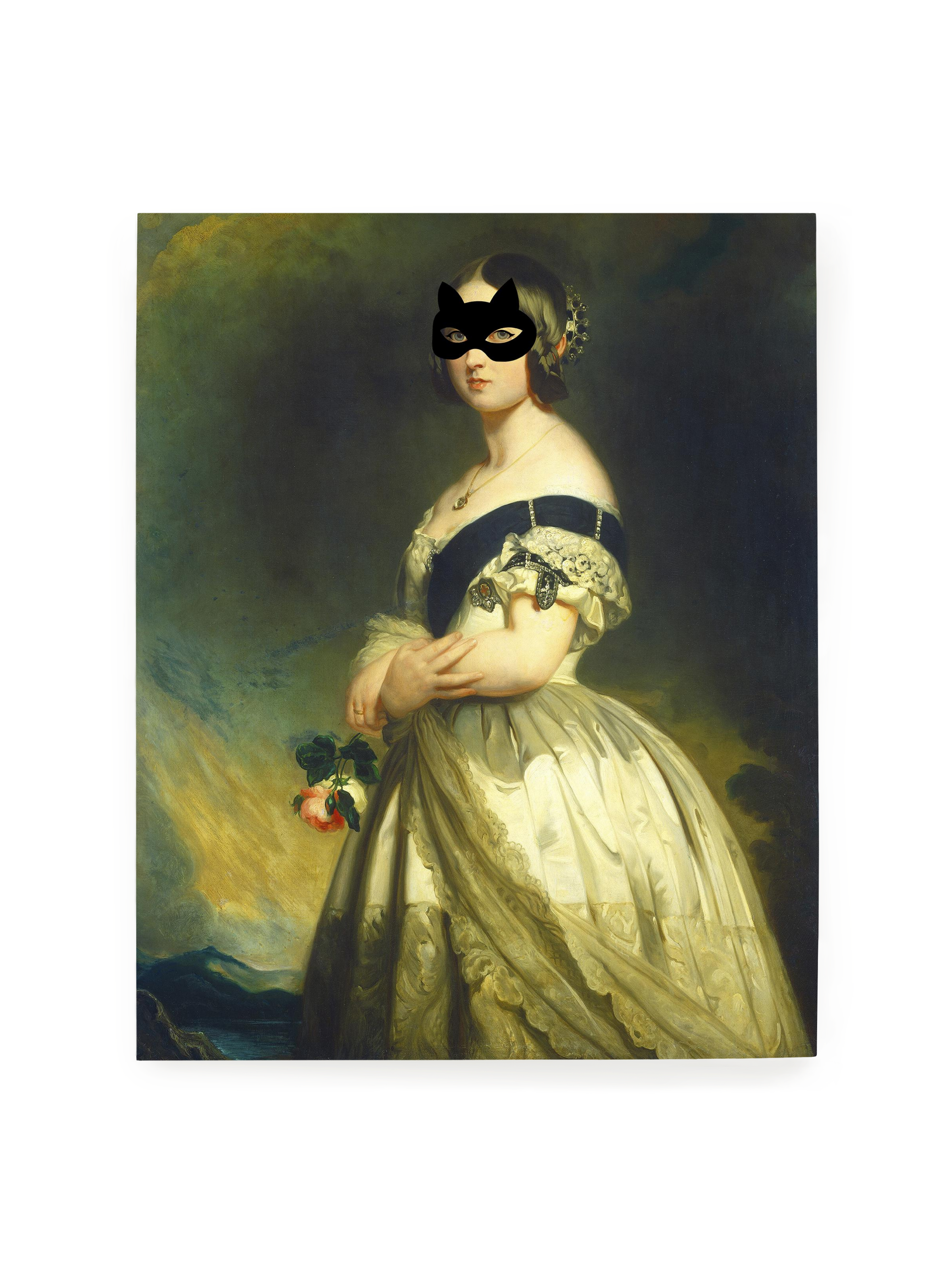 Queen Victoria & Her Cat Mask | Art Print