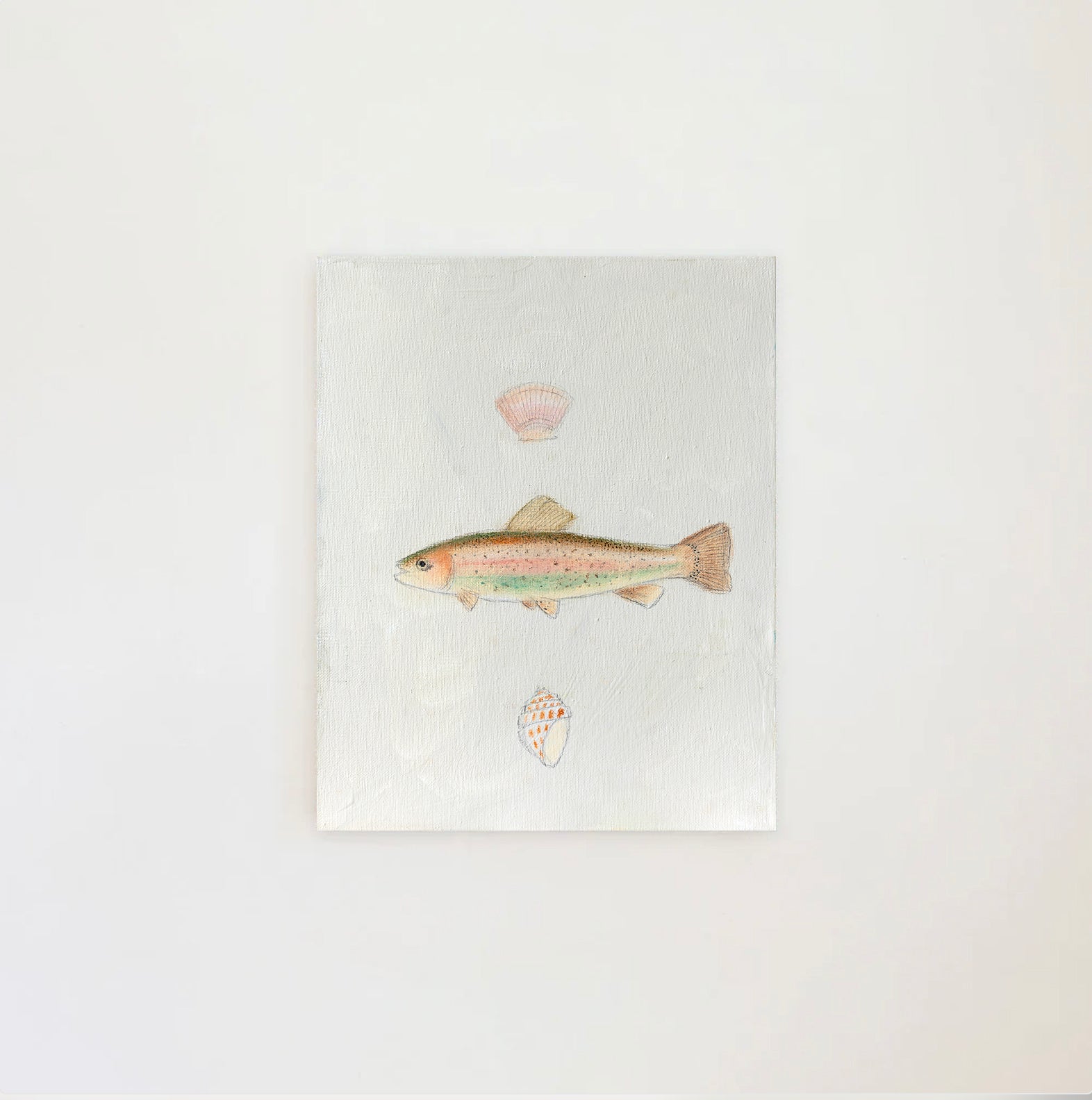 Rainbow Trout & Scallop Shell Mini Canvas Wall Art