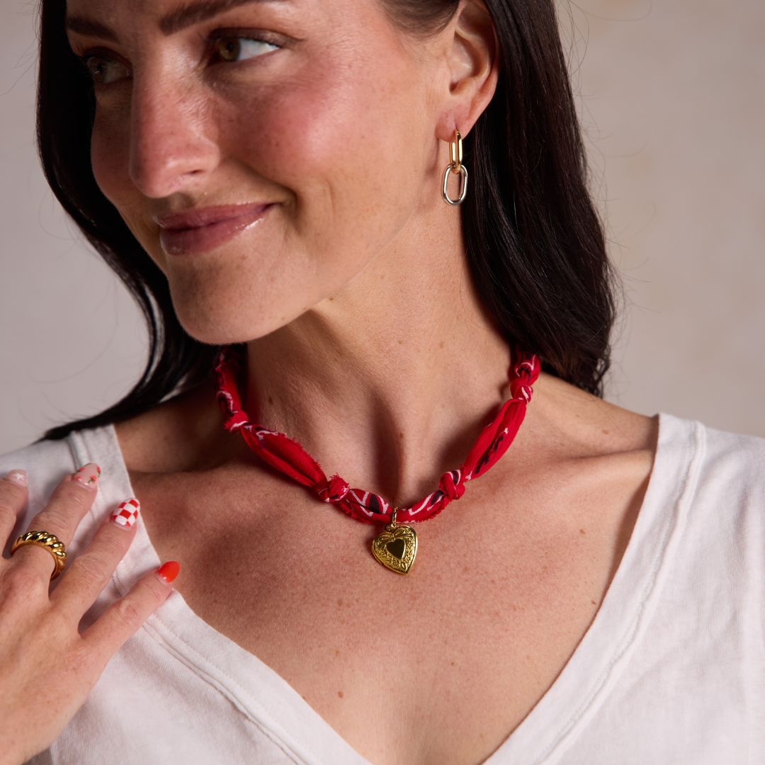 Red Bandana Charm Statement Necklace | Lindsay Letters