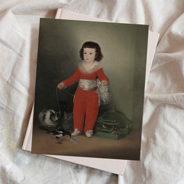 Child With Bird In Red Suit | Canvas