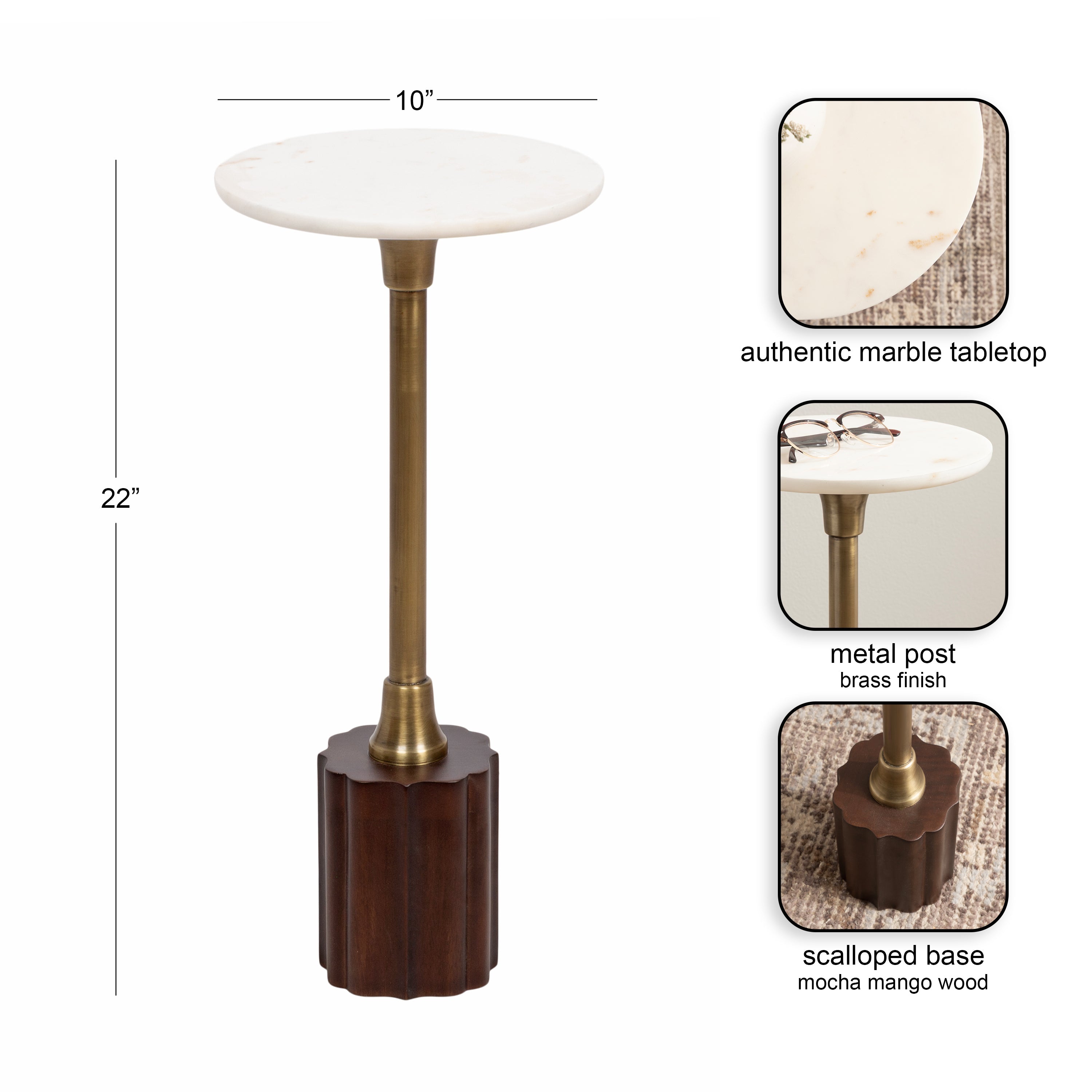 Nisha Round Marble Drink Table