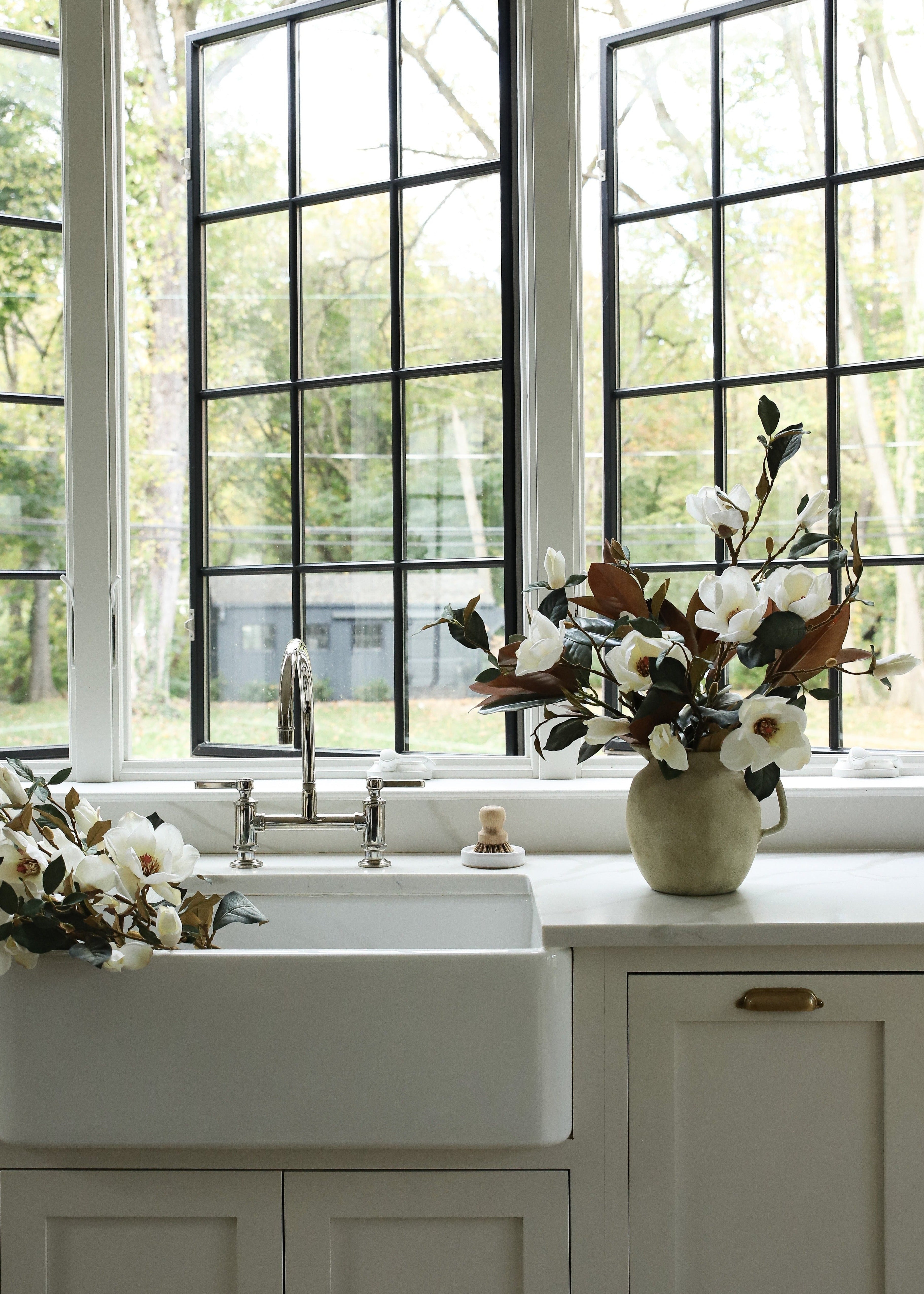 Cream Magnolia Fake Flower Branch - 35"