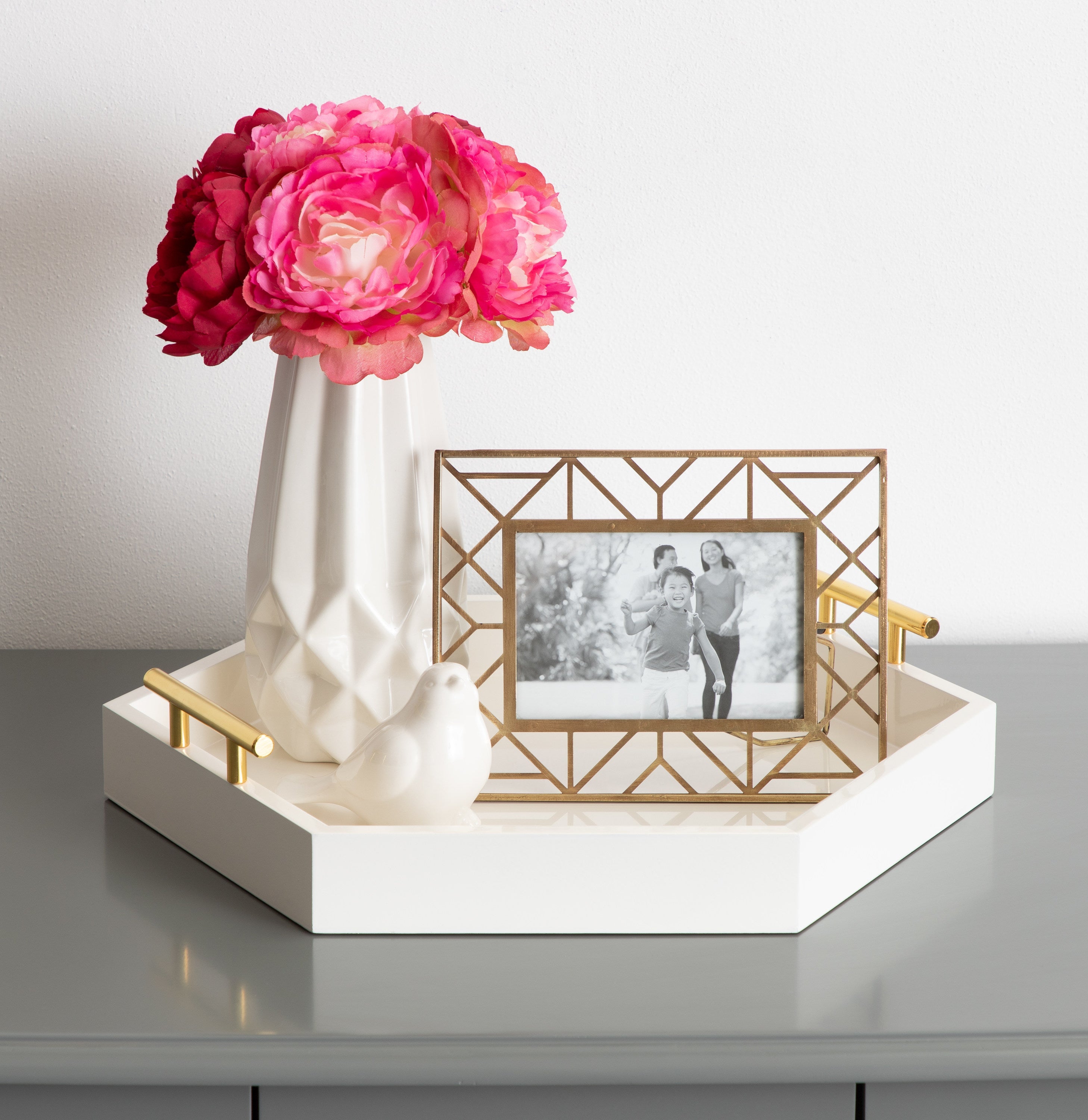 Lipton Hexagon Decorative Tray with Metal Handles