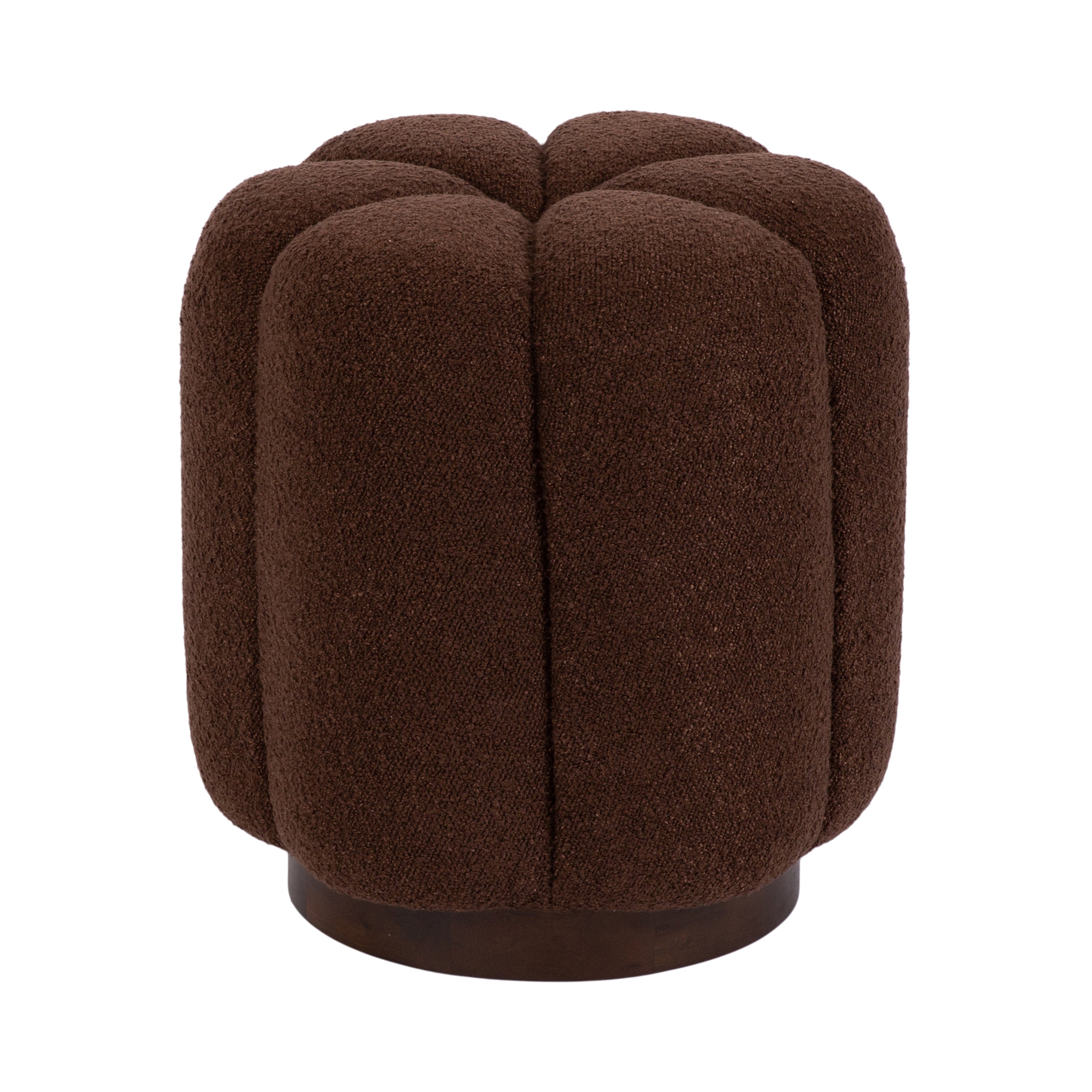 Lucida Round Tufted Ottoman Fabric and Wood