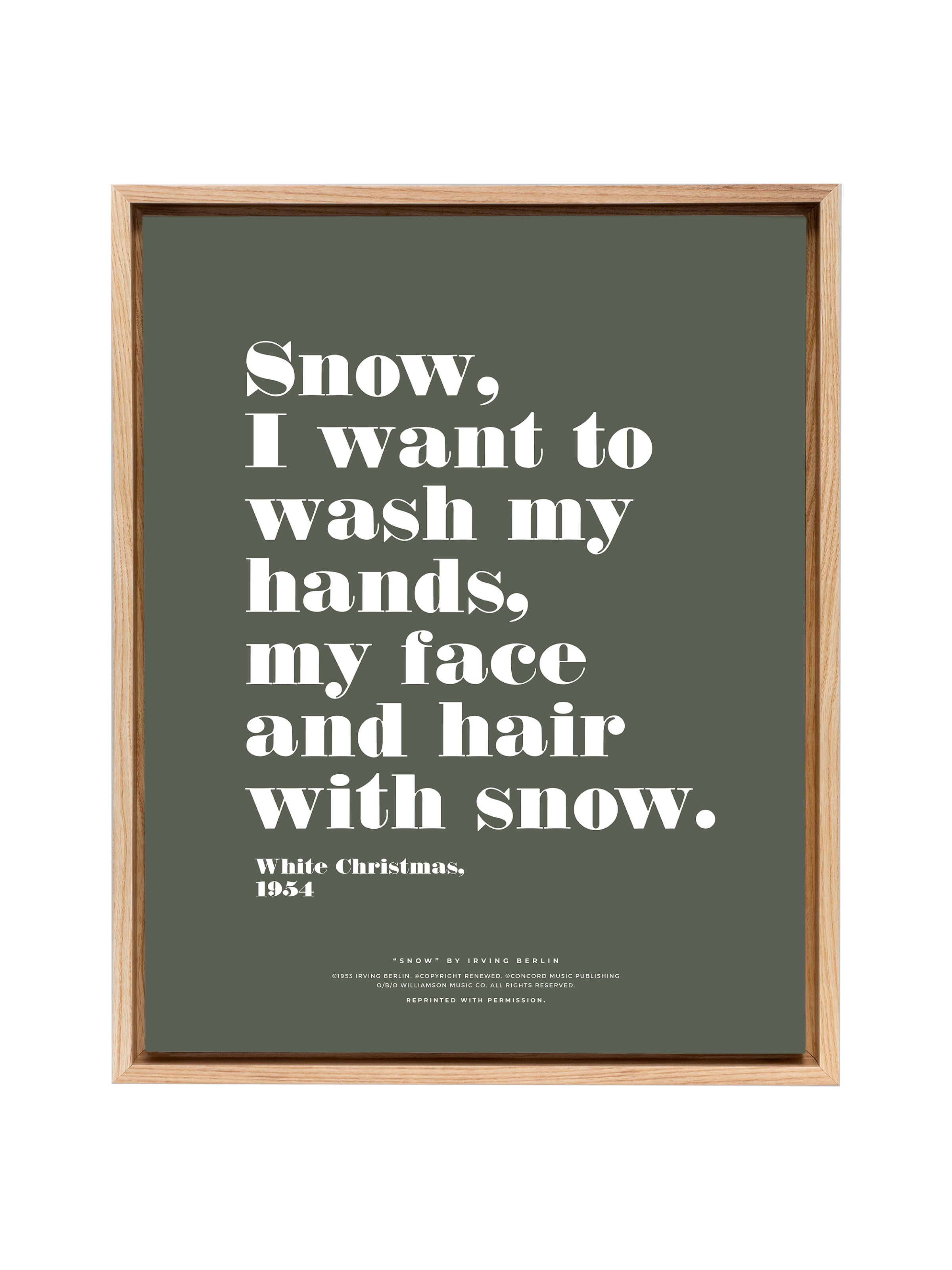 Snow Snow Snow in Typography | Camp Green | Canvas