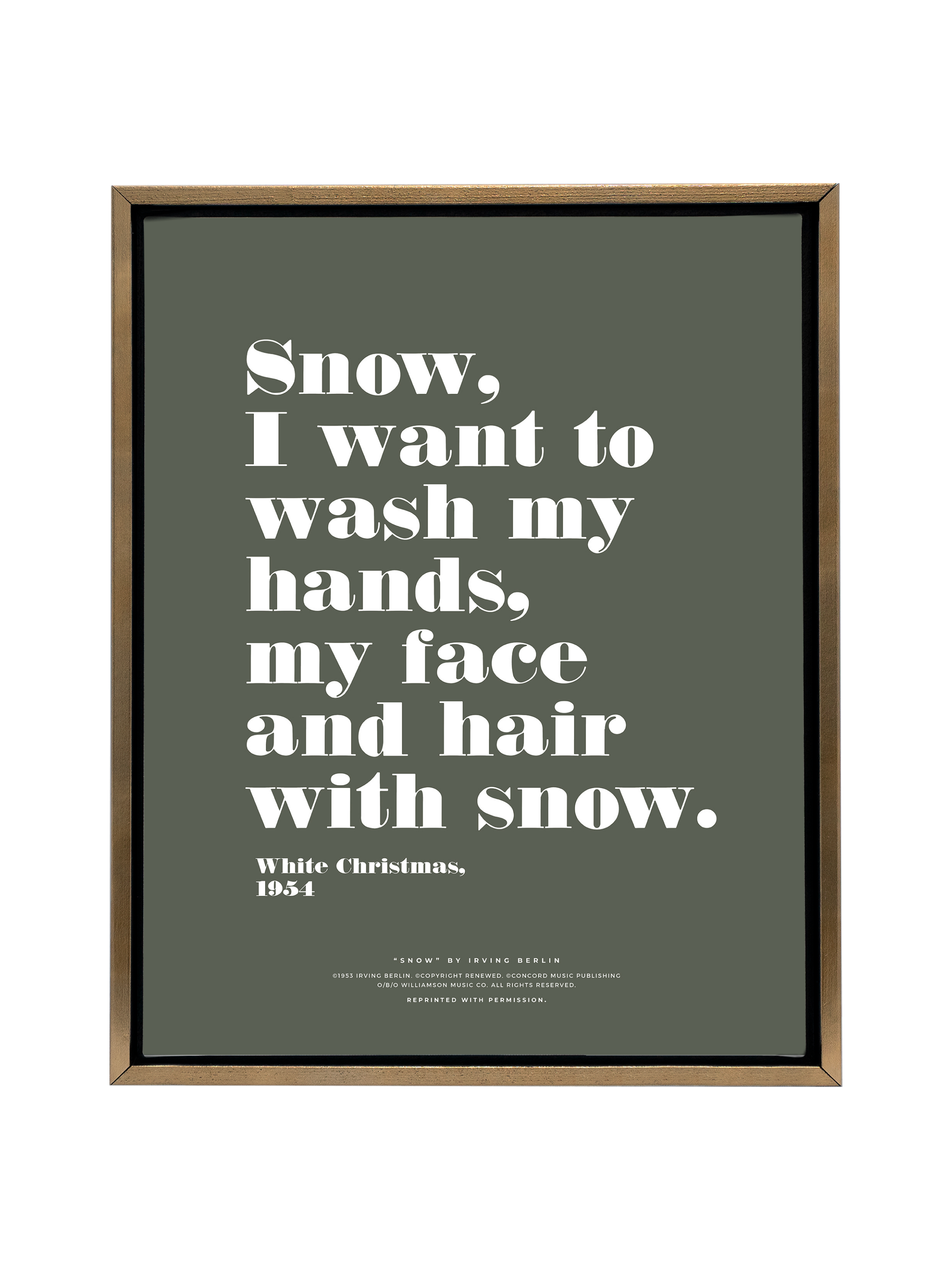 Snow Snow Snow in Typography | Camp Green | Canvas