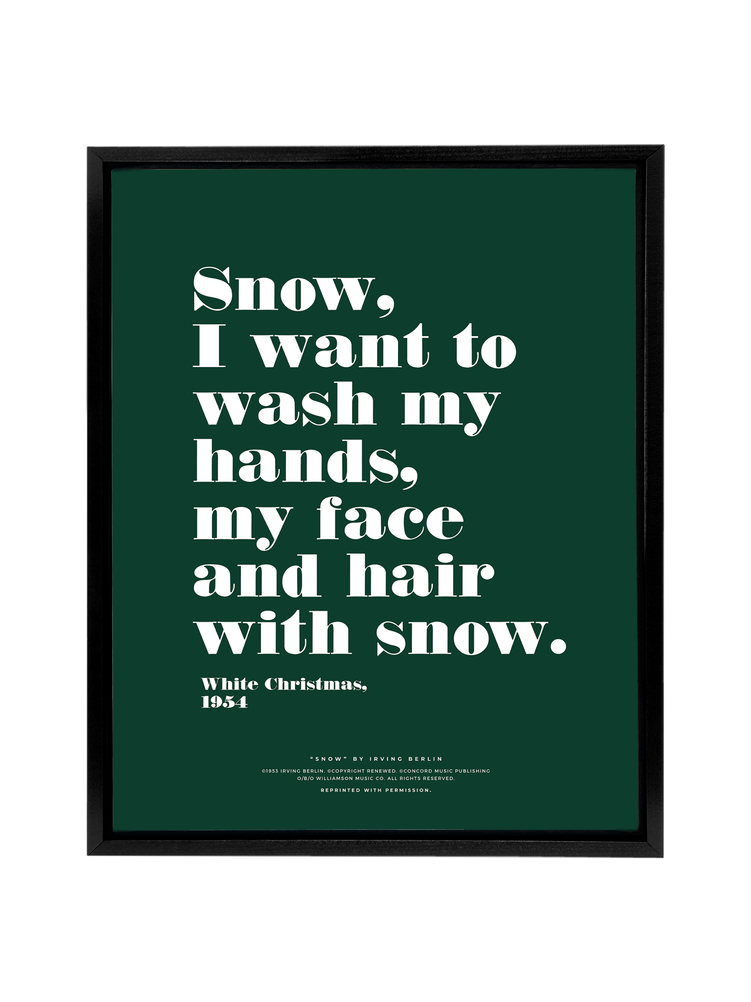 Snow Snow Snow in Typography | Evergreen | Canvas