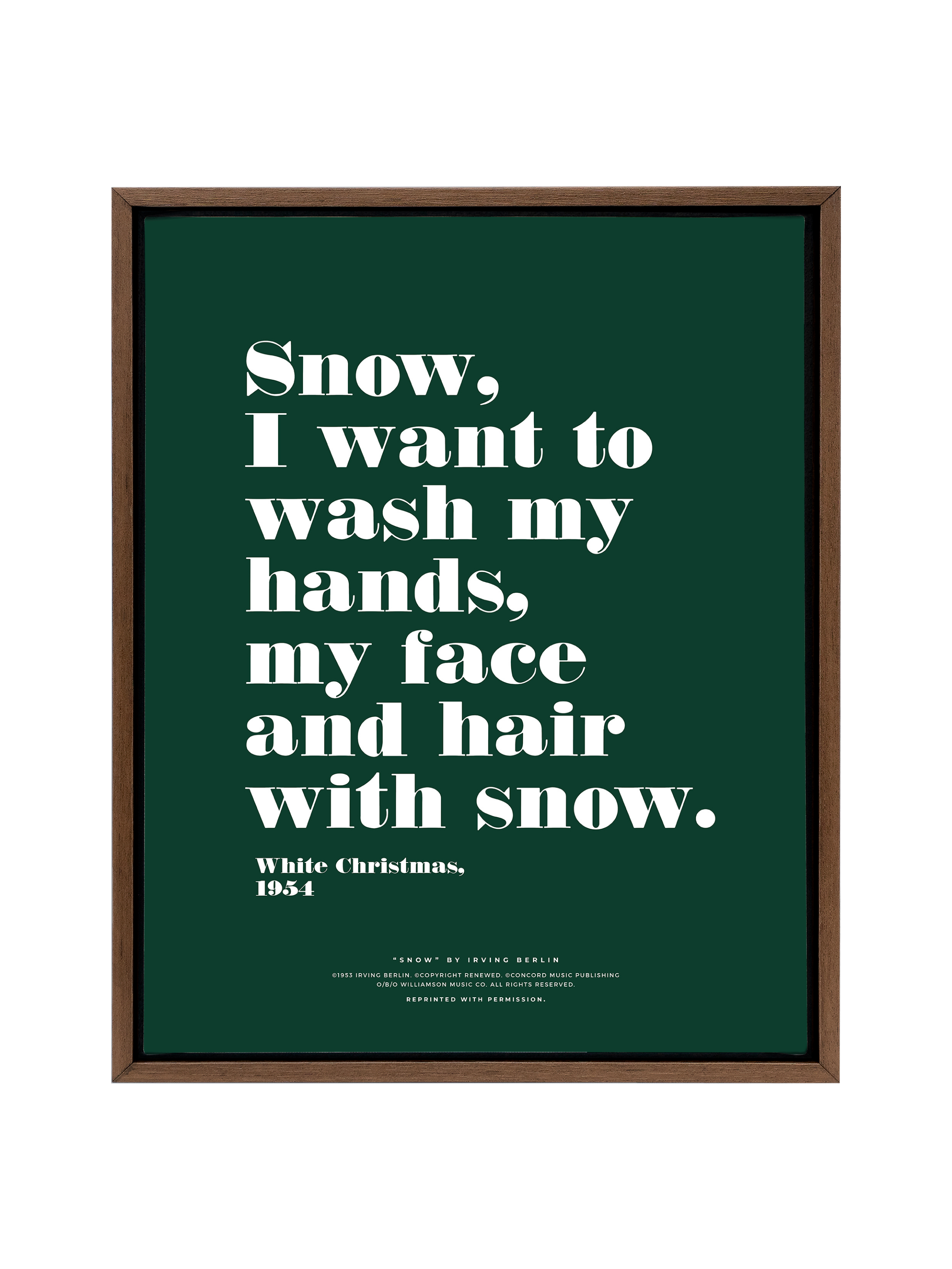 Snow Snow Snow in Typography | Evergreen | Canvas