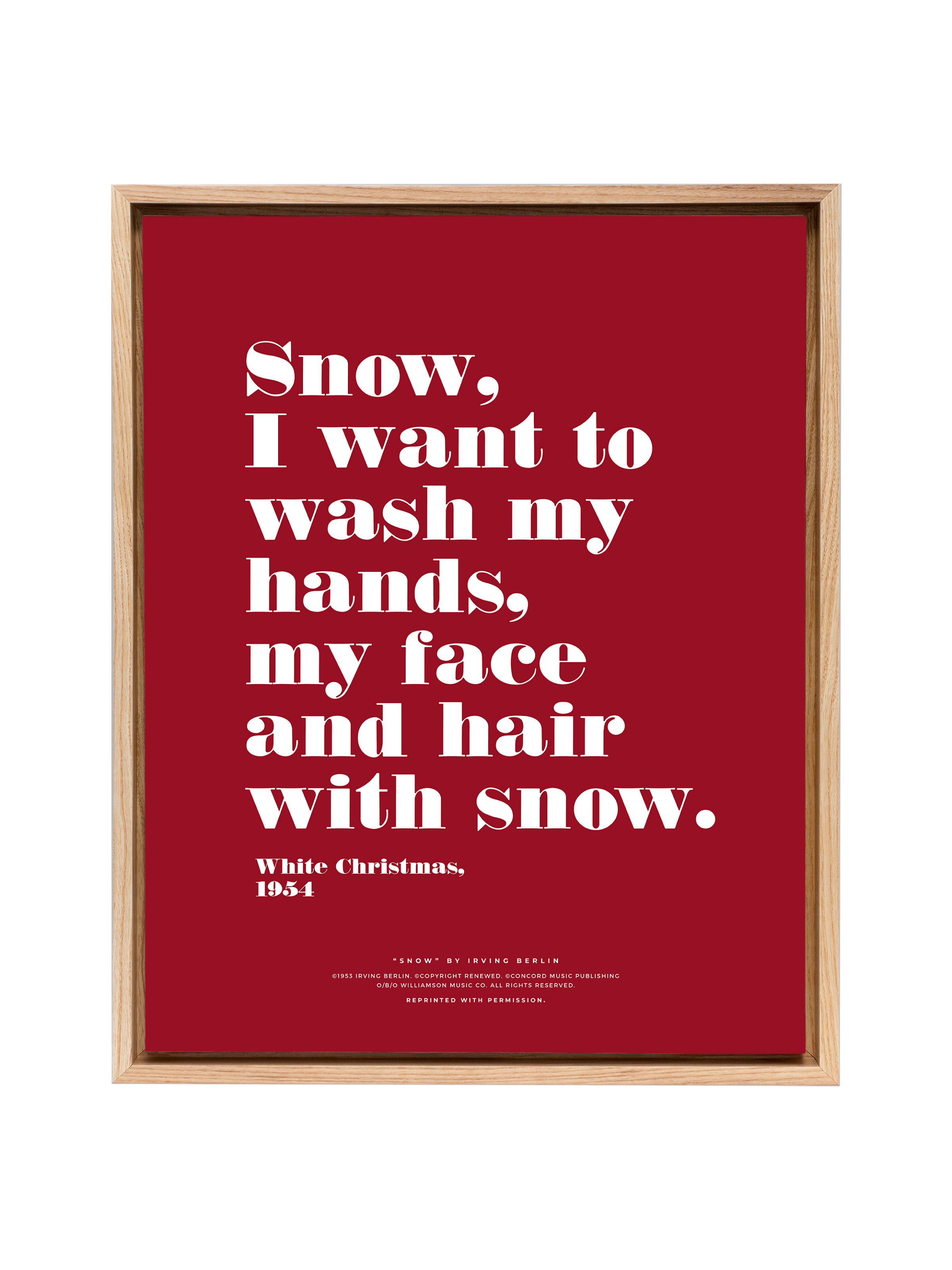 Snow Snow Snow in Typography | Holiday Red | Canvas