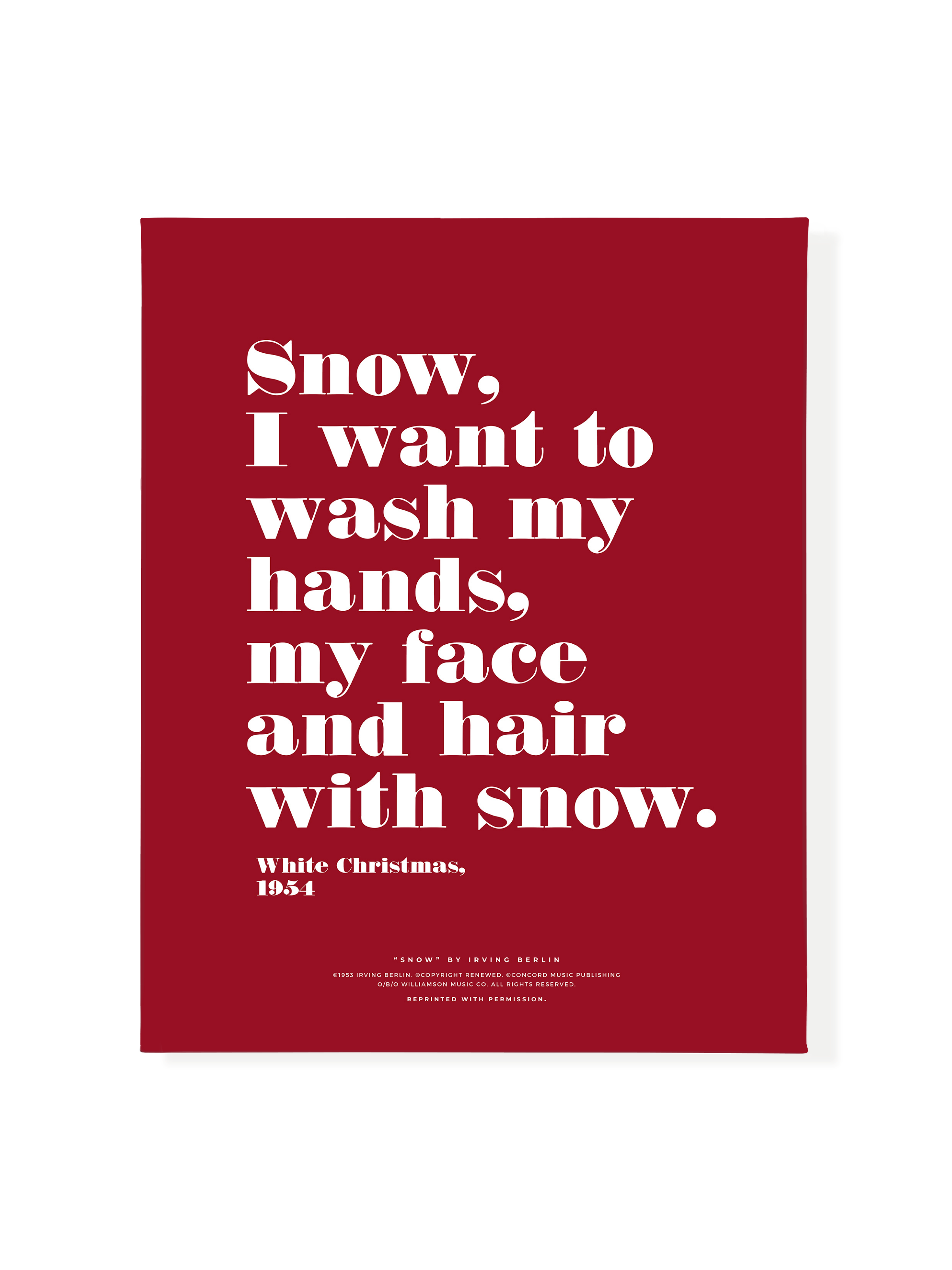 Snow Snow Snow in Typography | Holiday Red | Canvas
