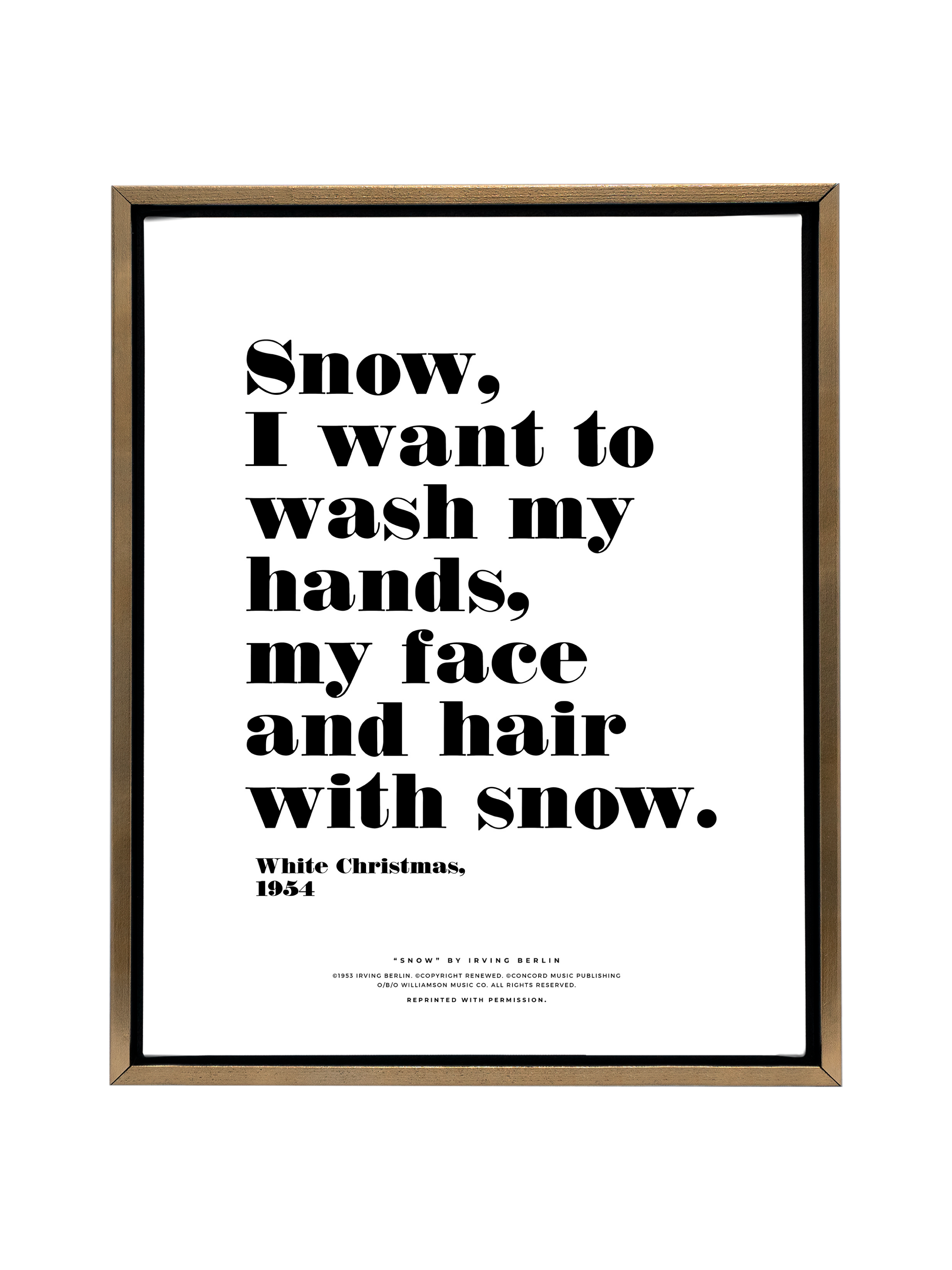 Snow Snow Snow in Typography | Pure White | Canvas