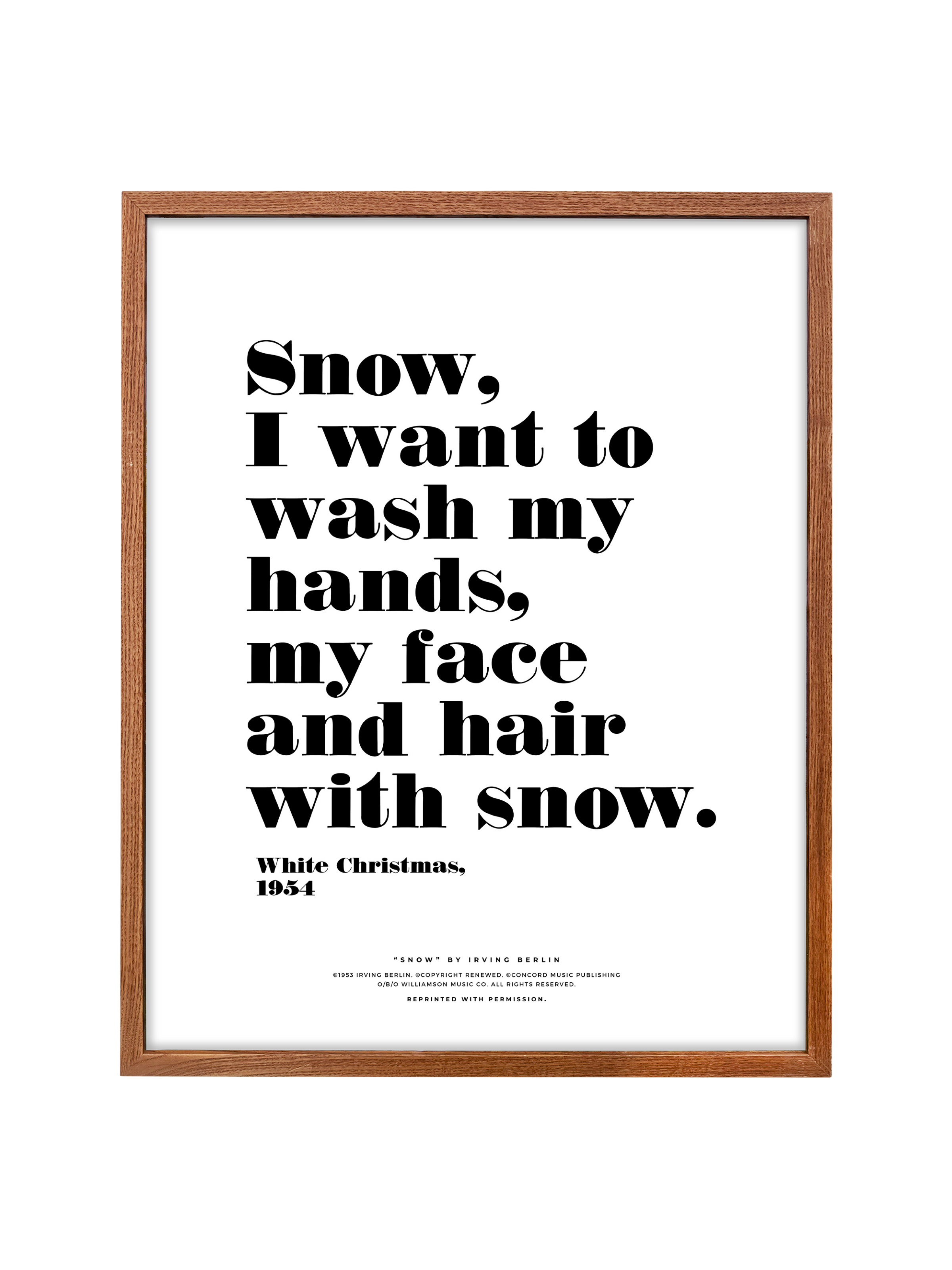 Snow Snow Snow in Typography | Pure White | Canvas