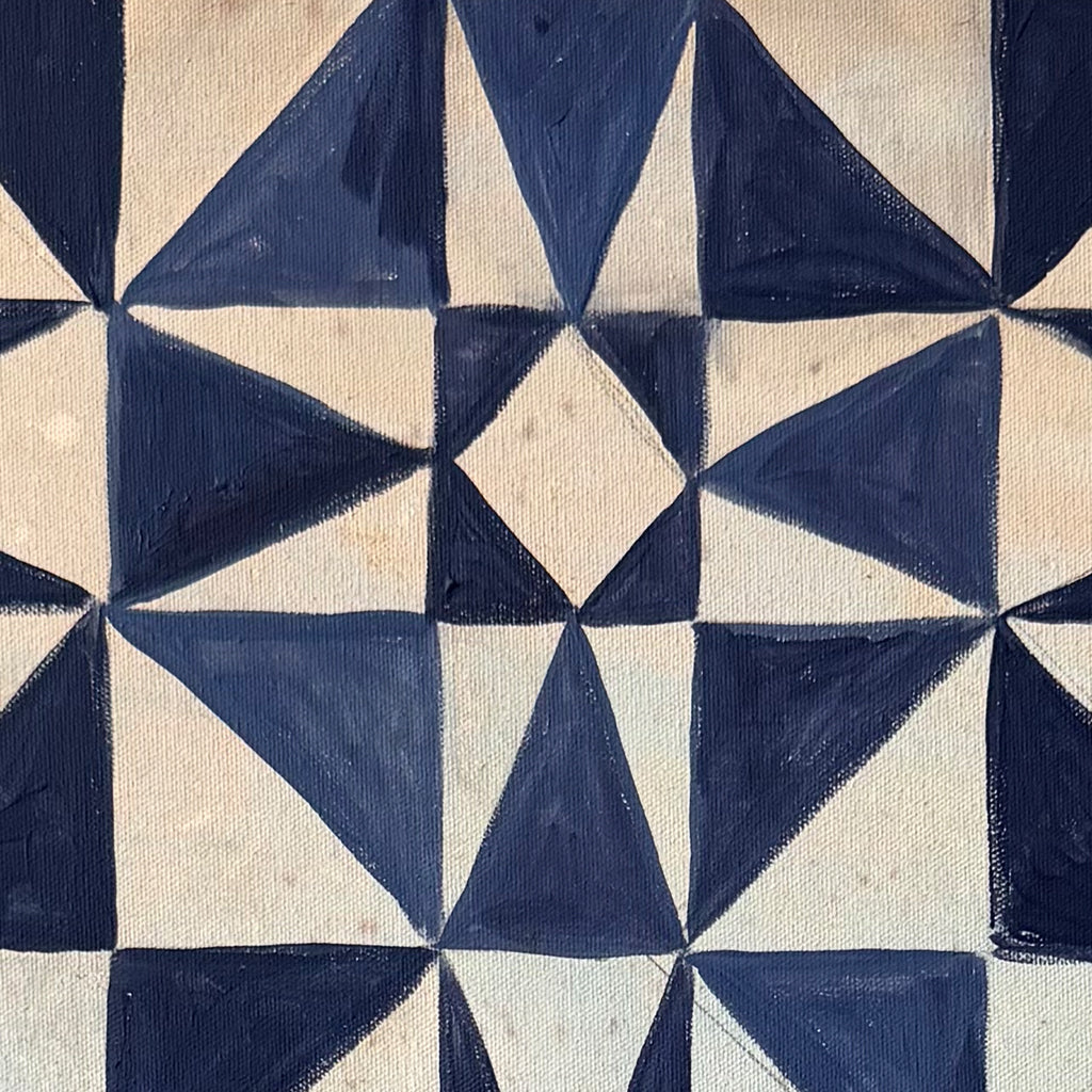 Indigo Star Quilt Canvas Art. Rectangle